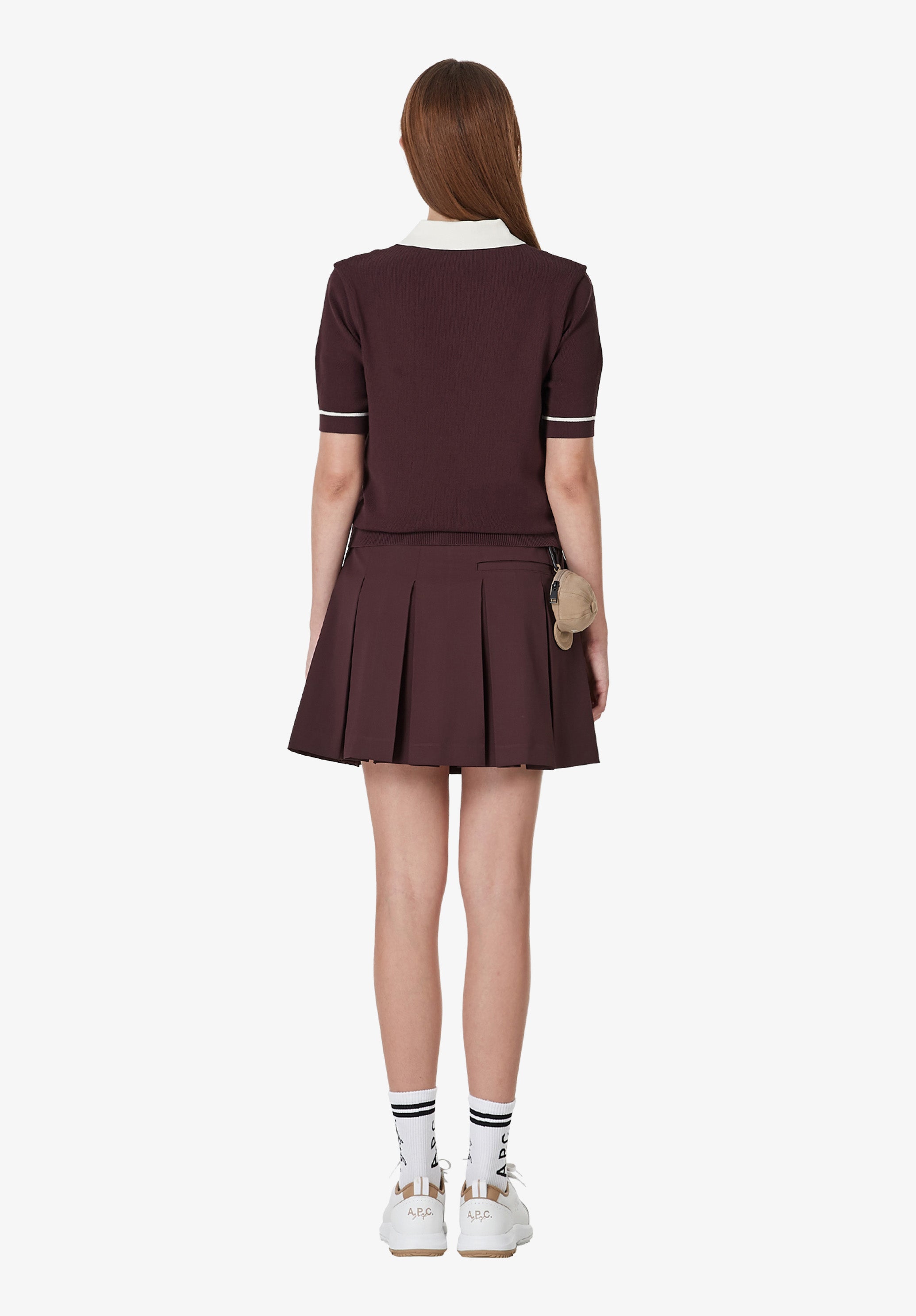 A.P.C. Polohemd mit Kontrastkragen Golf Polo Ecru