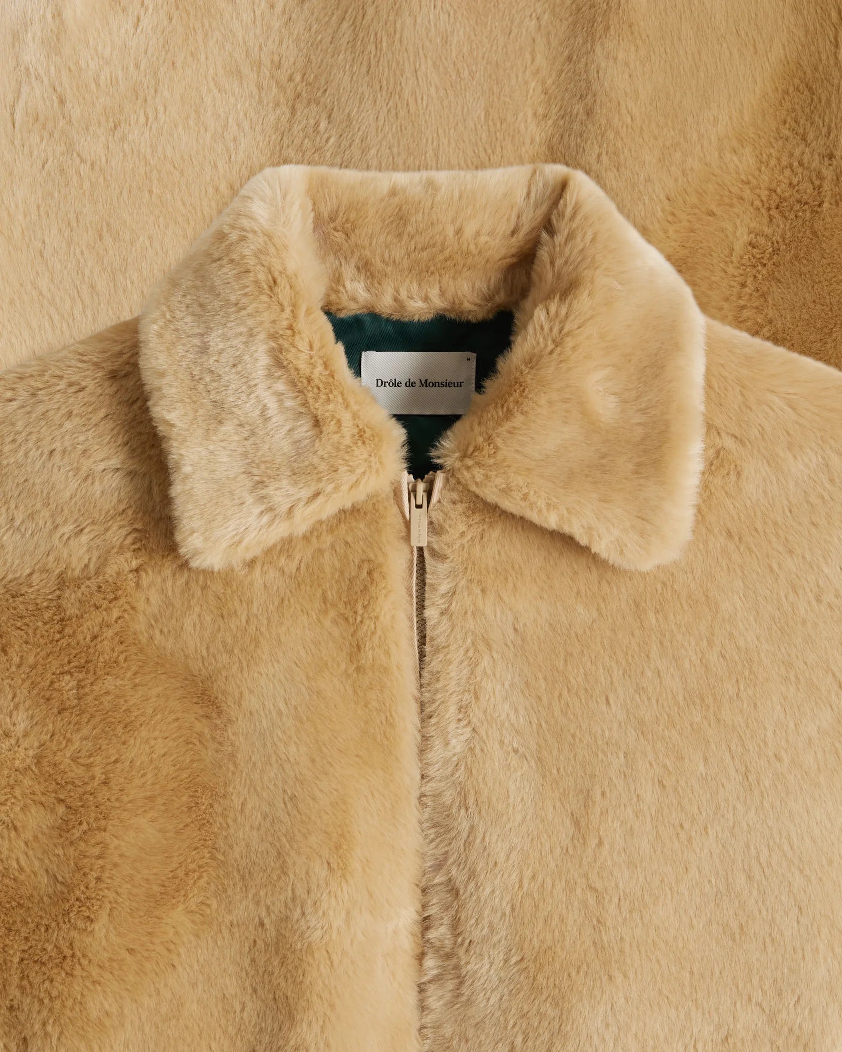 Drôle De Monsieur Faux Fur Slogan Jacke Beige Fell