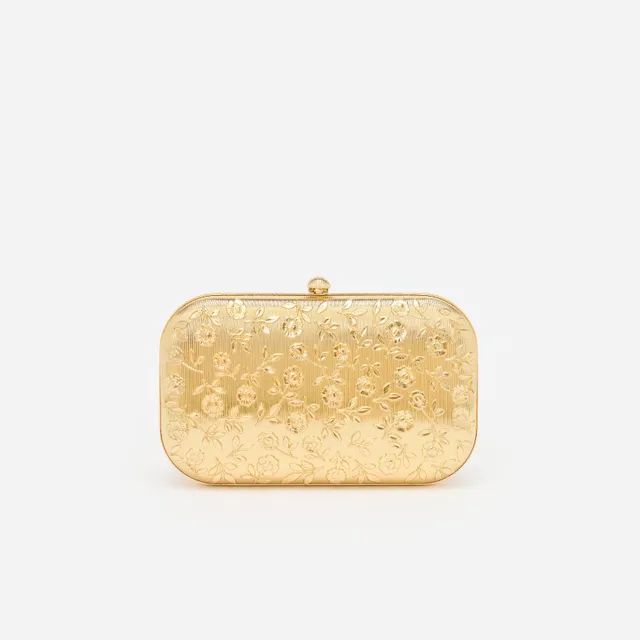 Self Portrait Floral Clutch Gold Metall Mini Kette