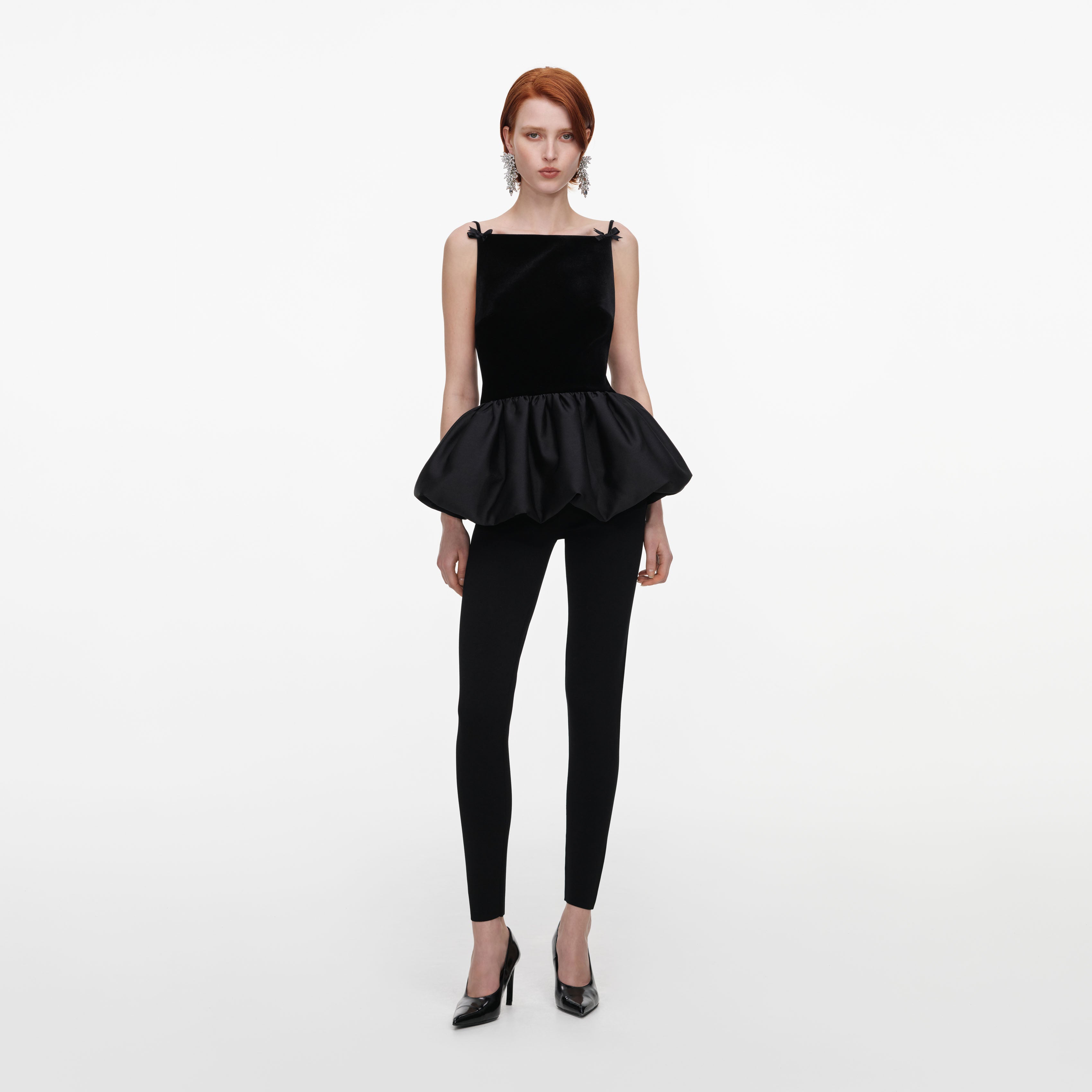 Self Portrait Black Panel Knit Leggings Schwarz Strick