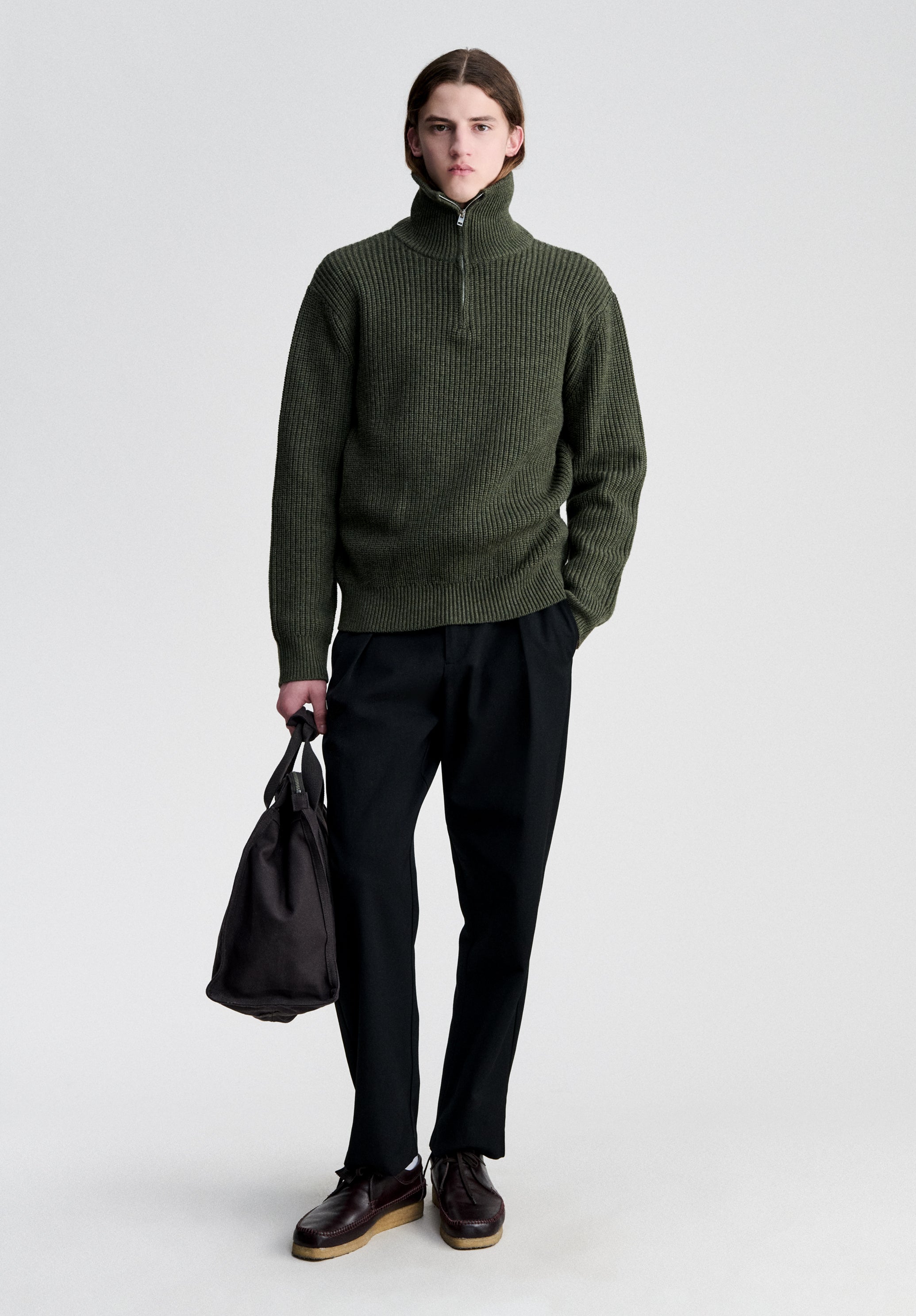 A.P.C. Pullover khaki Troyer Reißverschlusskragen Größe M