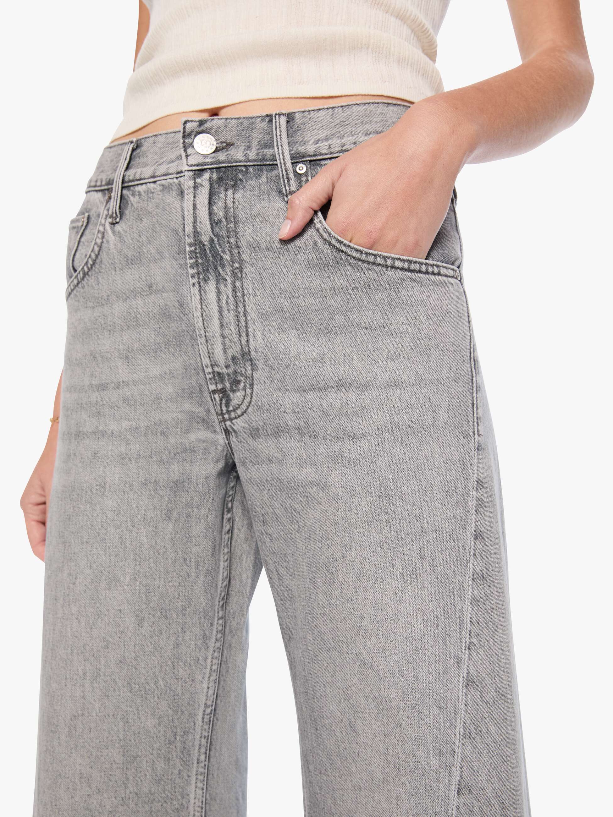 Mother Snacks Lemon Twist Sneak Jeans Rocky Road Wide-Leg