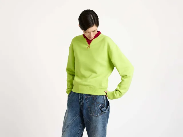 J.W.Anderson Contrast Collar Sweatshirt Lime Red Jersey
