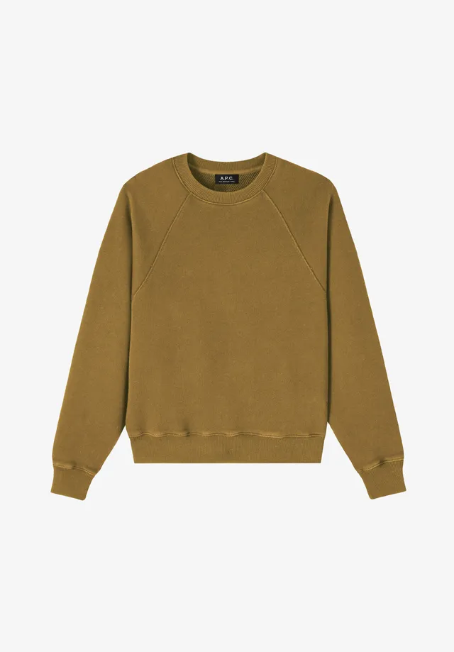 A.P.C. Sweatshirt Raglan Taupe Bio-Baumwolle Gr. M Brusttasche