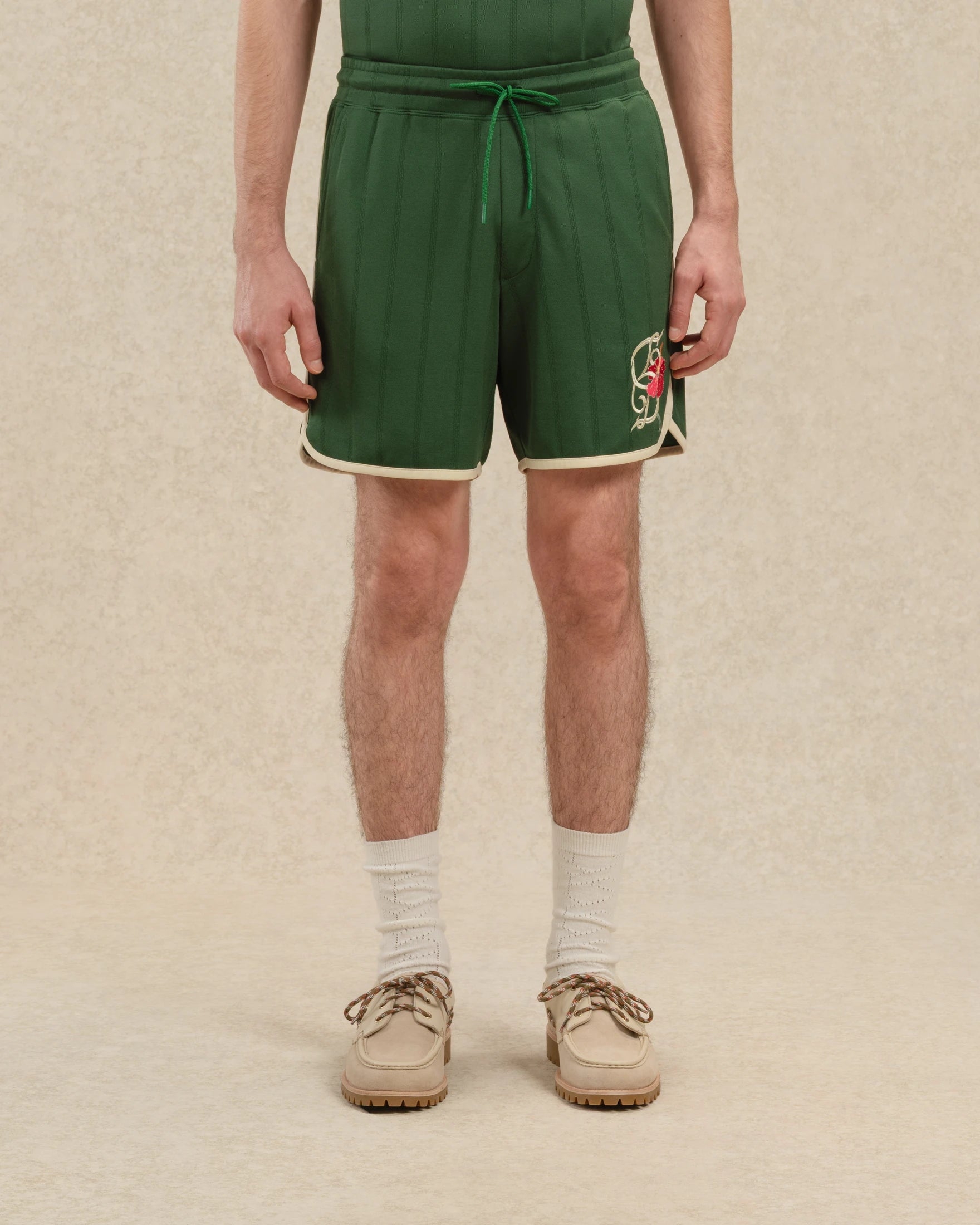 Drôle De Monsieur Short D Hibiscus Shorts Dunkelgrün Baumwolle