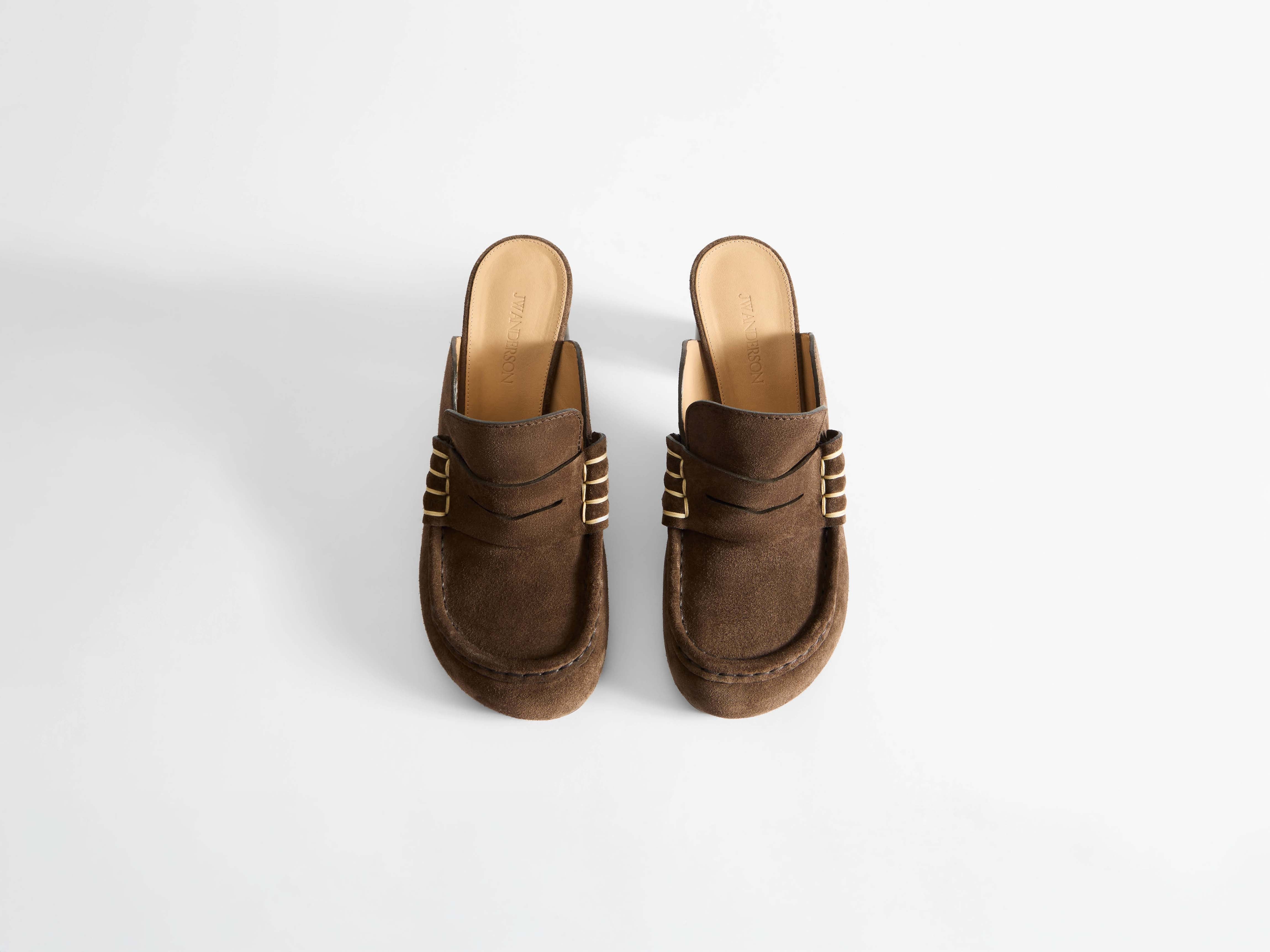 J.W.Anderson Heeled Loafer Mule Damenschuhe Braun Wildleder