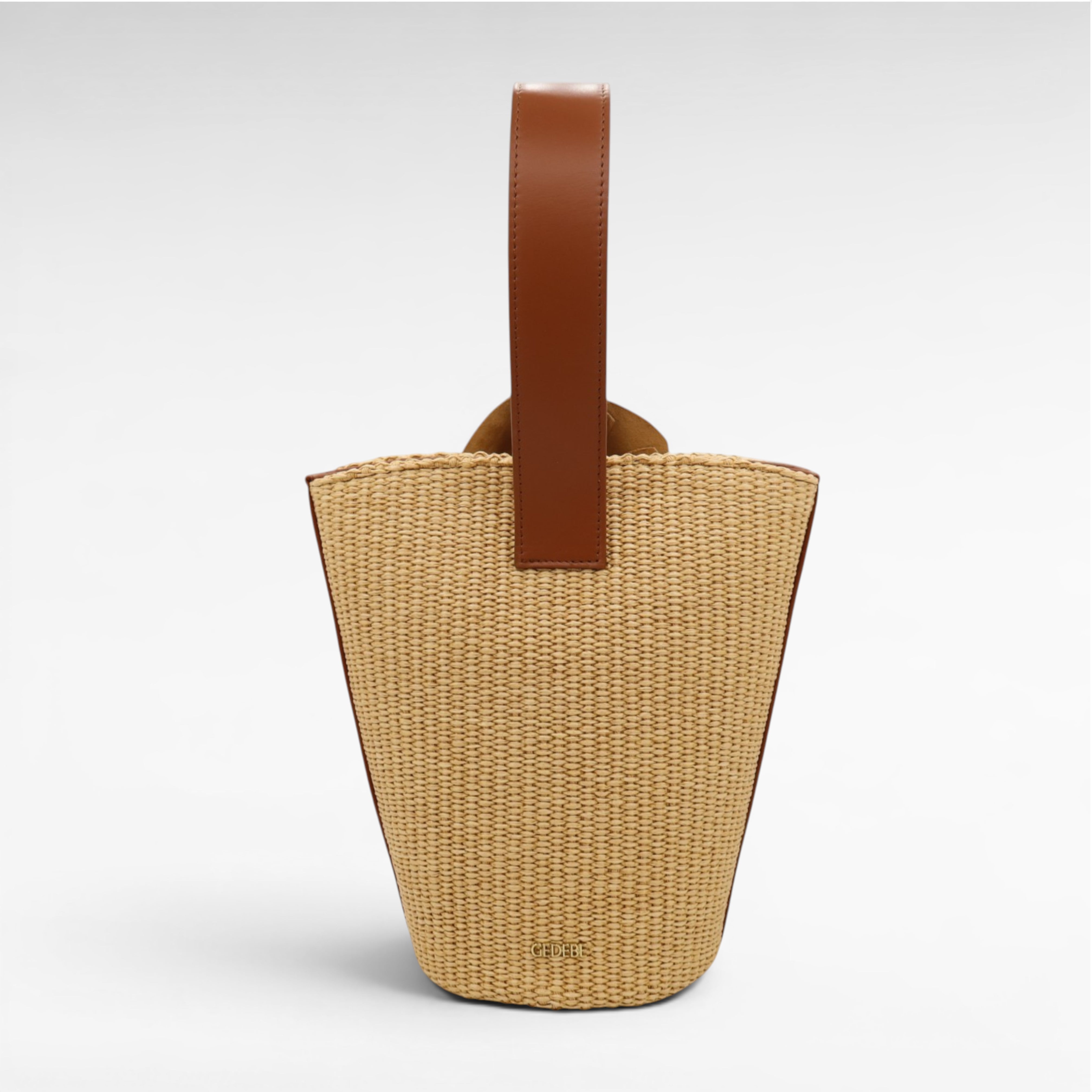 Gedebe Paloma Beuteltasche Raffia Echtleder Blume
