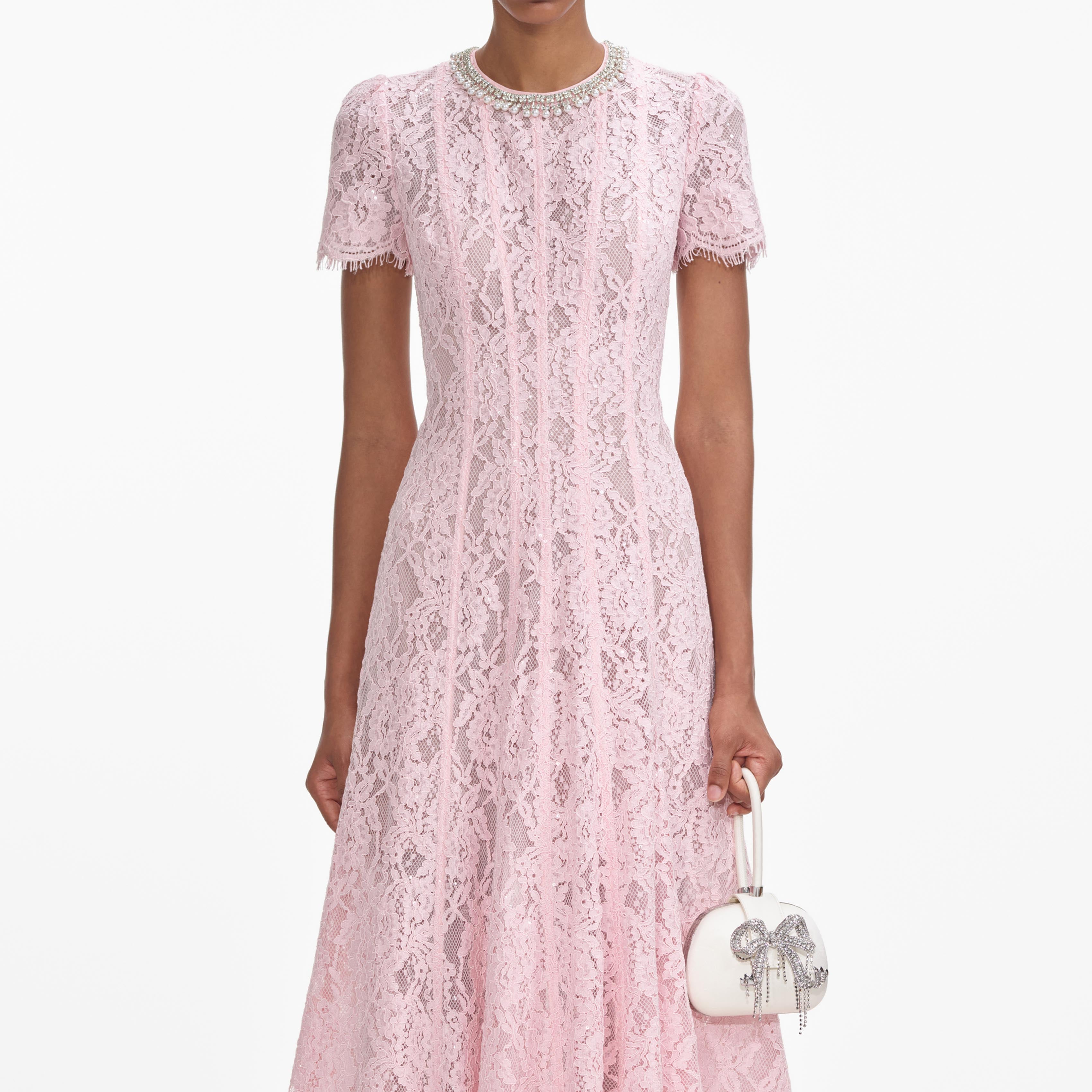 Self Portrait Dresses Pink Lace Midi Dress Kleid Rosa Spitze