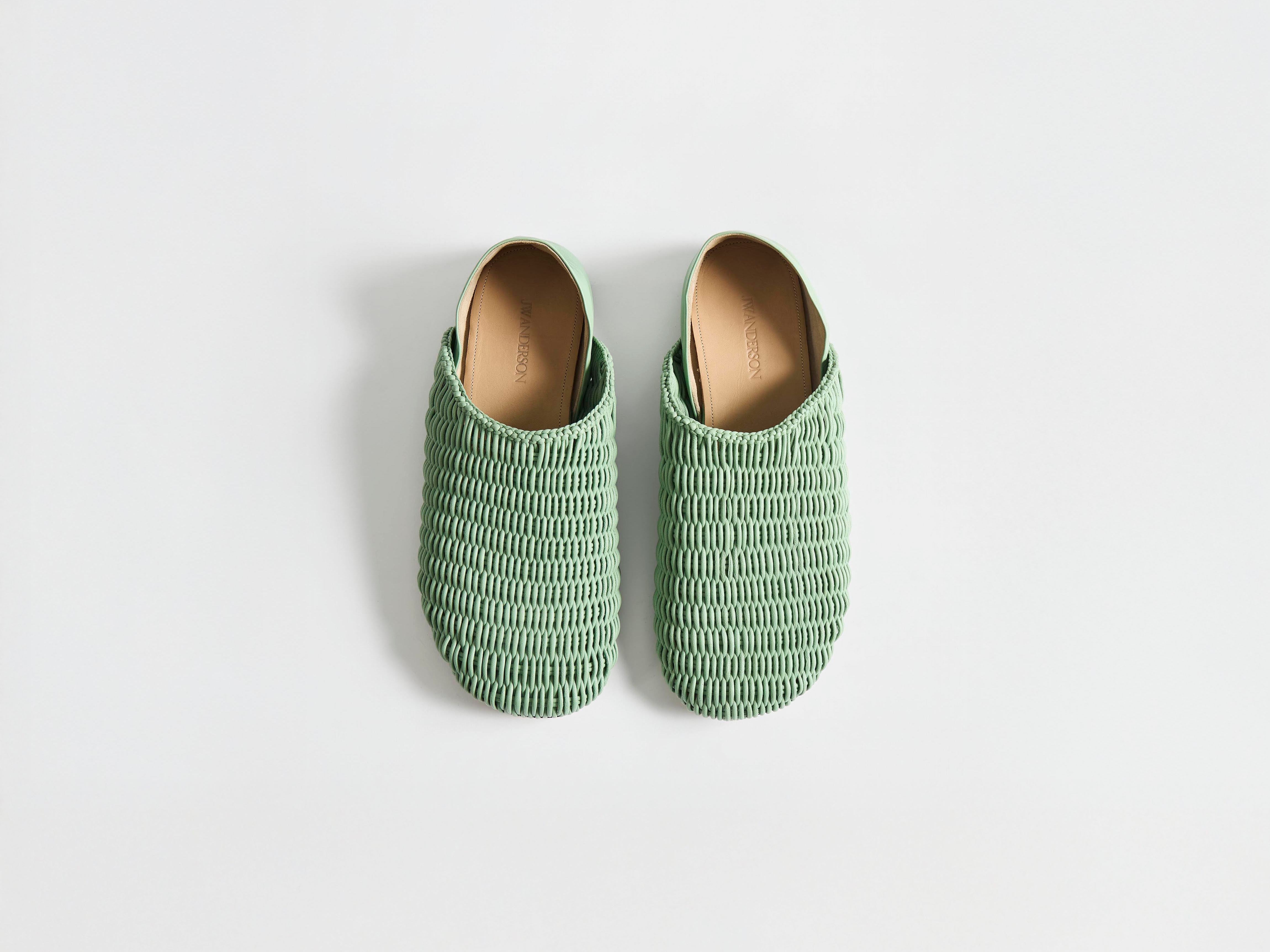J.W.Anderson Slipper Mules Damenschuhe Salbeigrün Geflochtenes Leder