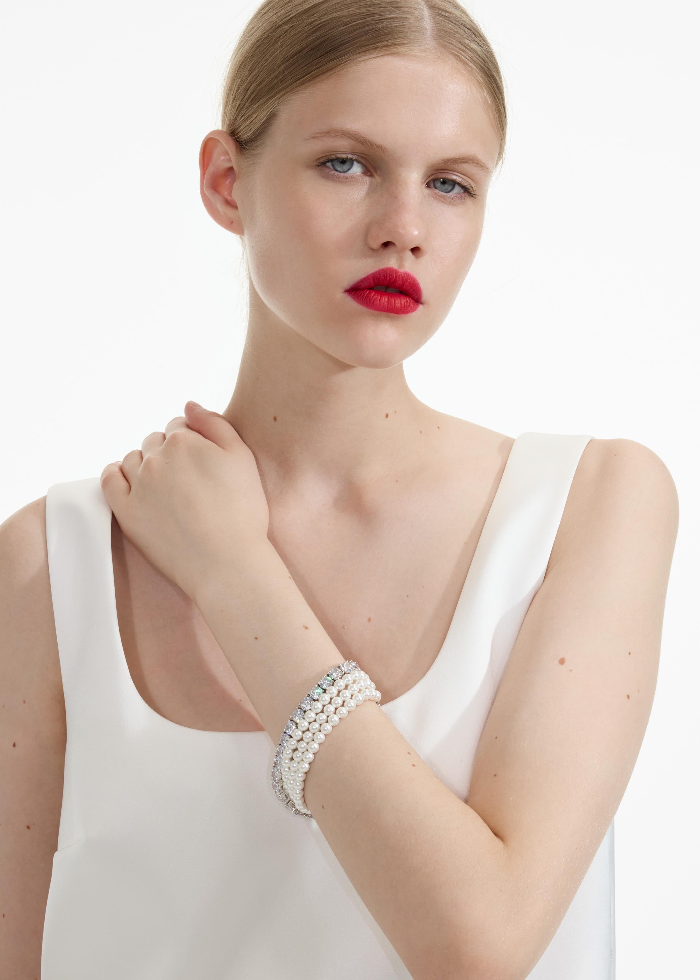 Self Portrait Pearl Diamante Armband Silber Perle