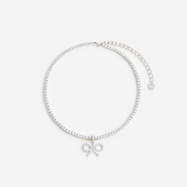 Self-Portrait Jewellery Crystal Bow Tennis Halskette Silber One Size