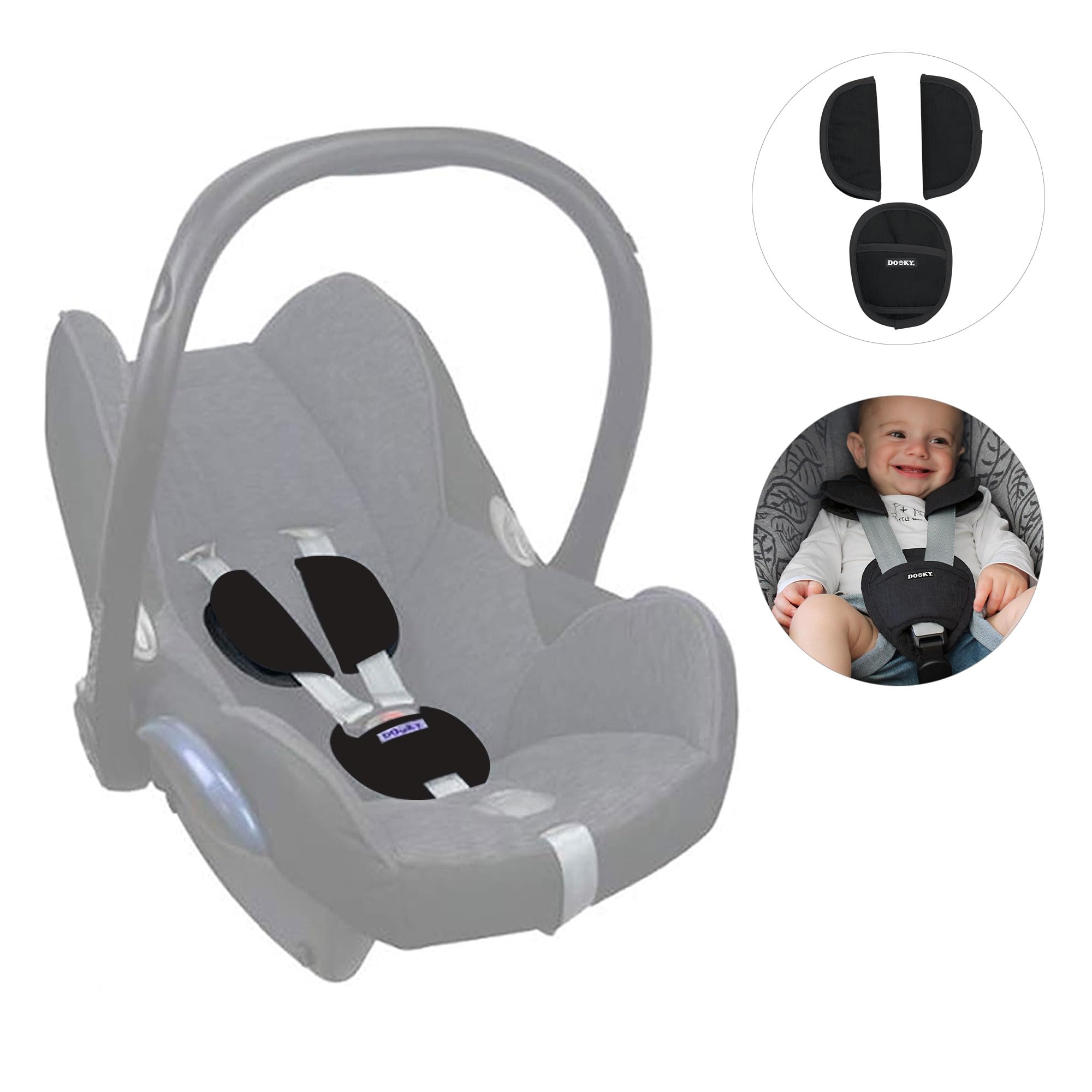 Dooky Universal Pads Gurtpolster Black 3er Set Baumwolle