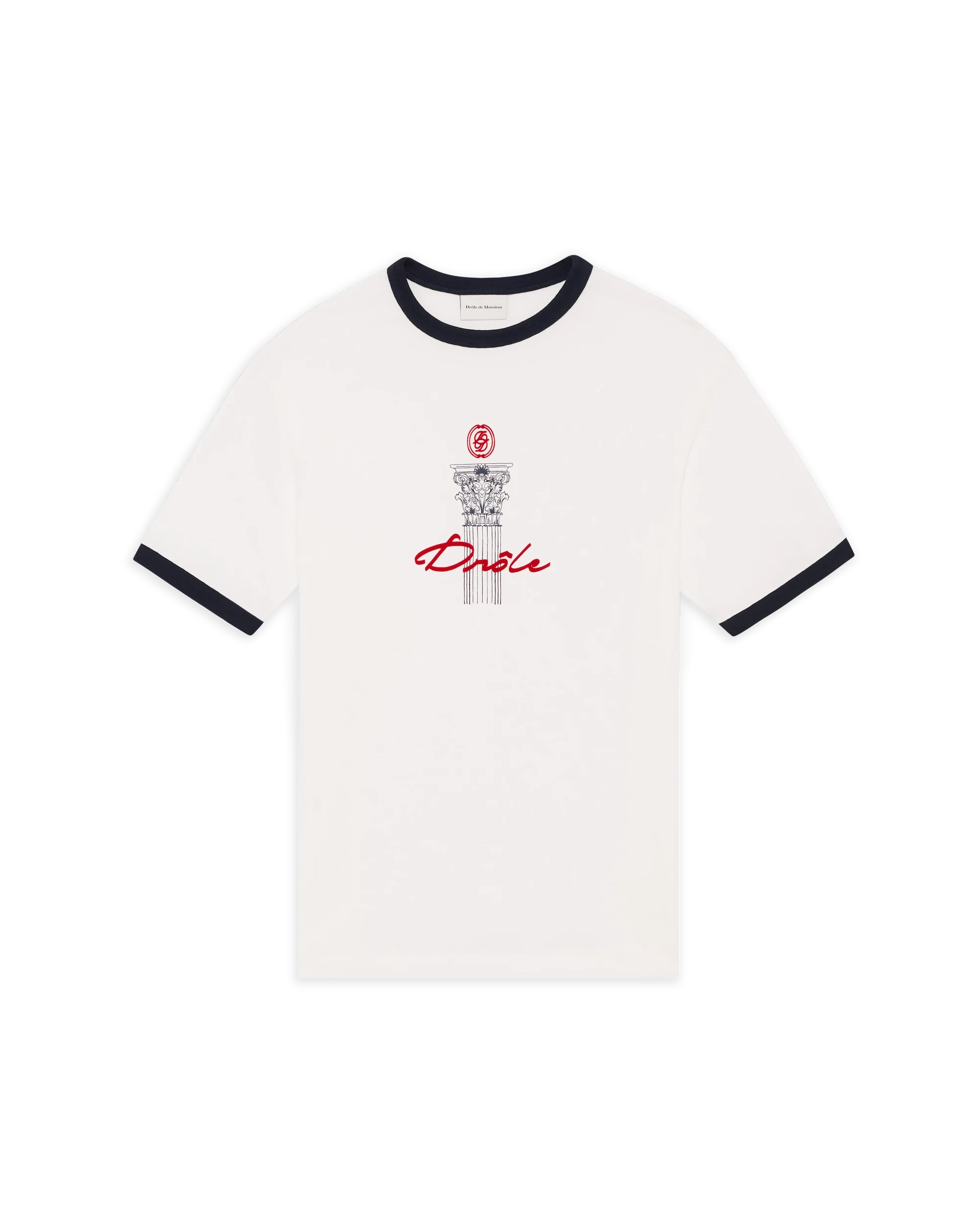 Drôle De Monsieur Column Slim T-Shirt Off White Baumwolle