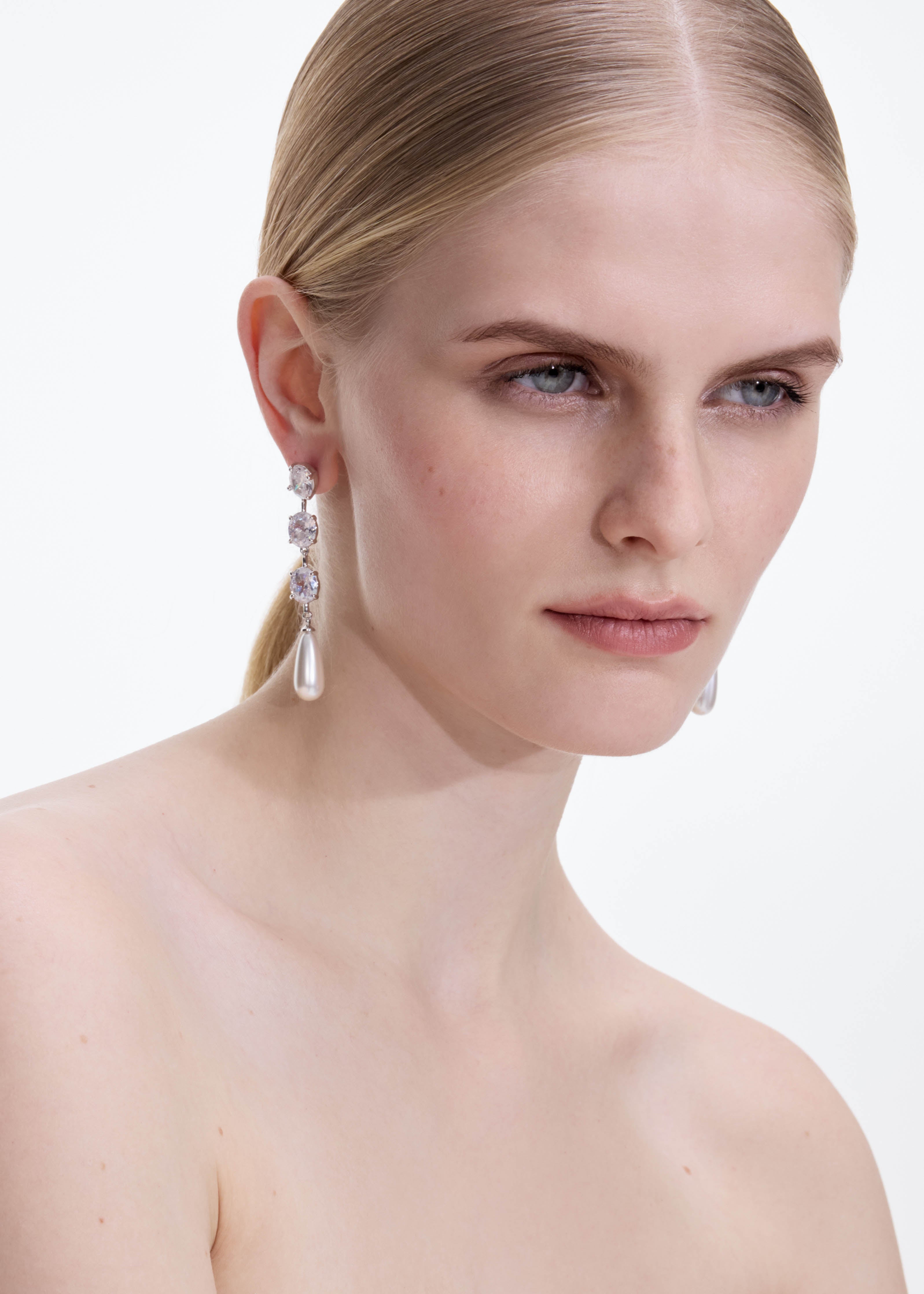 Self Portrait Jewellery Tiered Crystal Ohrringe Silber One Size