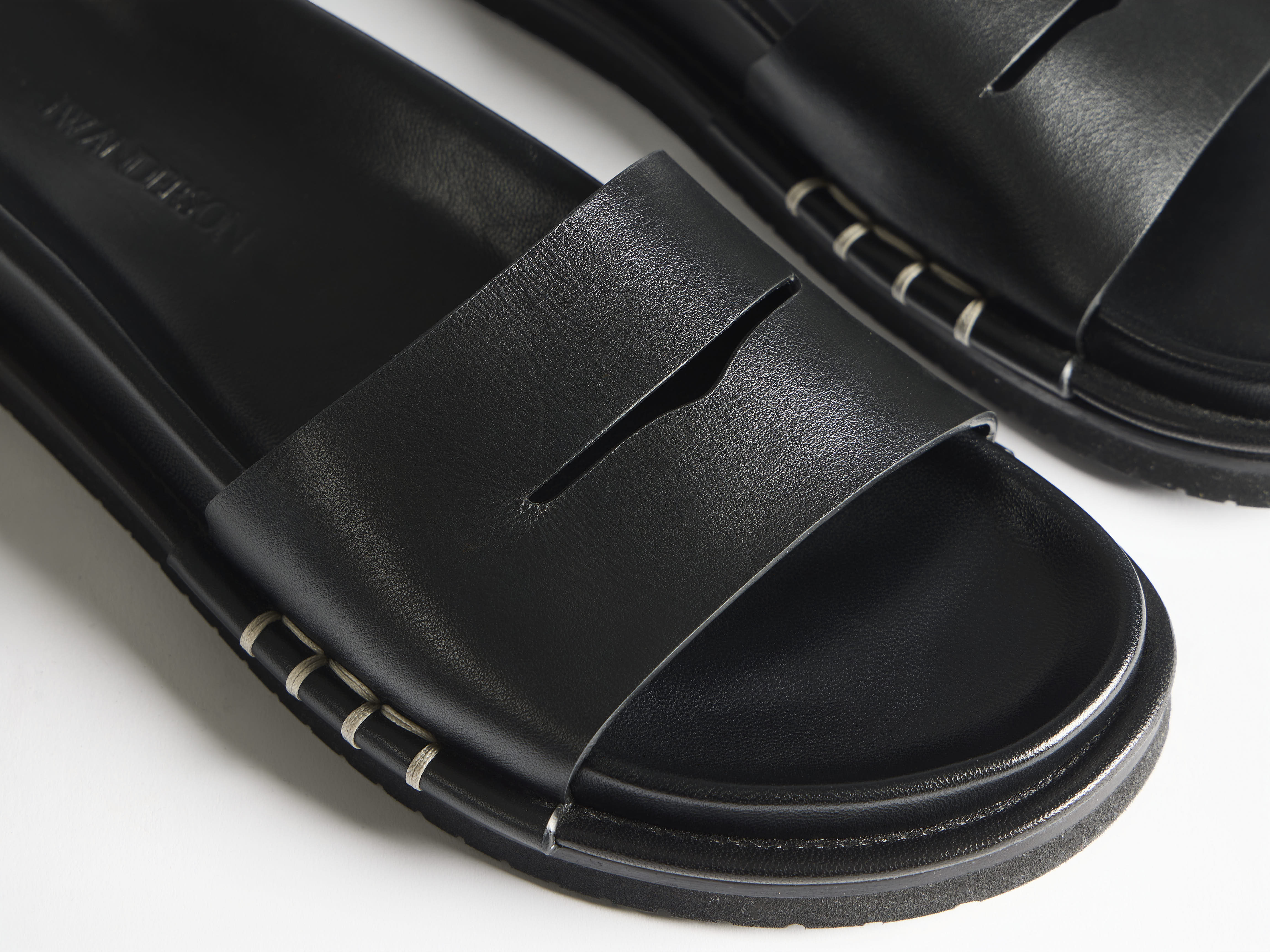 J.W.Anderson Fussbett Loafer Slides Leder Schwarz