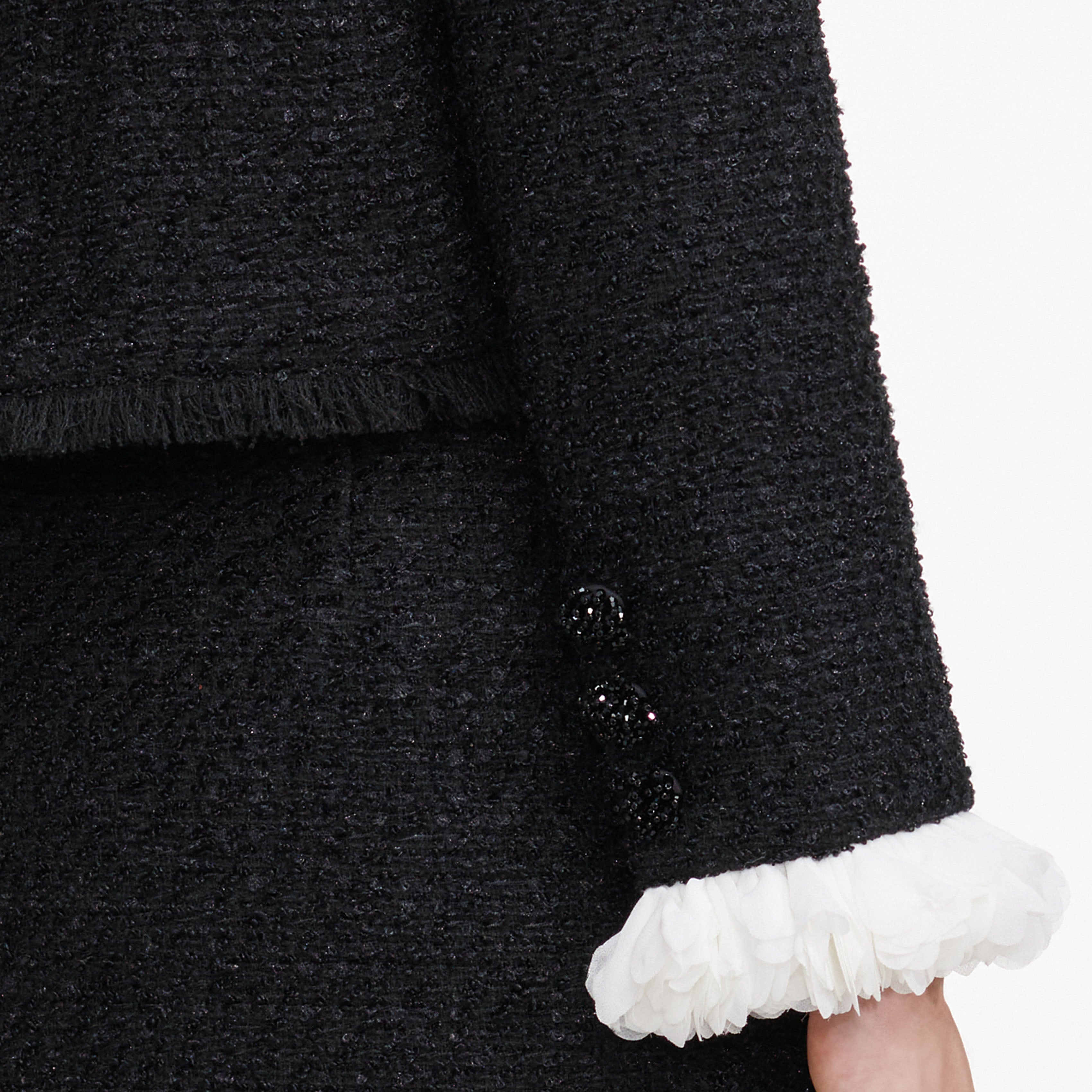 Self Portrait Black Boucle Flower Jacke Schwarz Bouclé