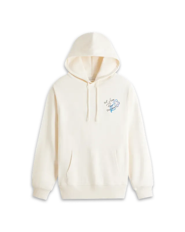 Drôle De Monsieur Slogan Esquisse Hoodie Creme Baumwolle