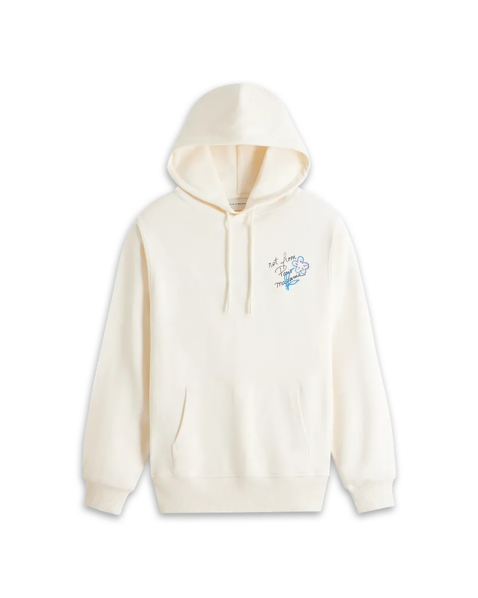 Drôle De Monsieur Slogan Esquisse Hoodie Creme Baumwolle