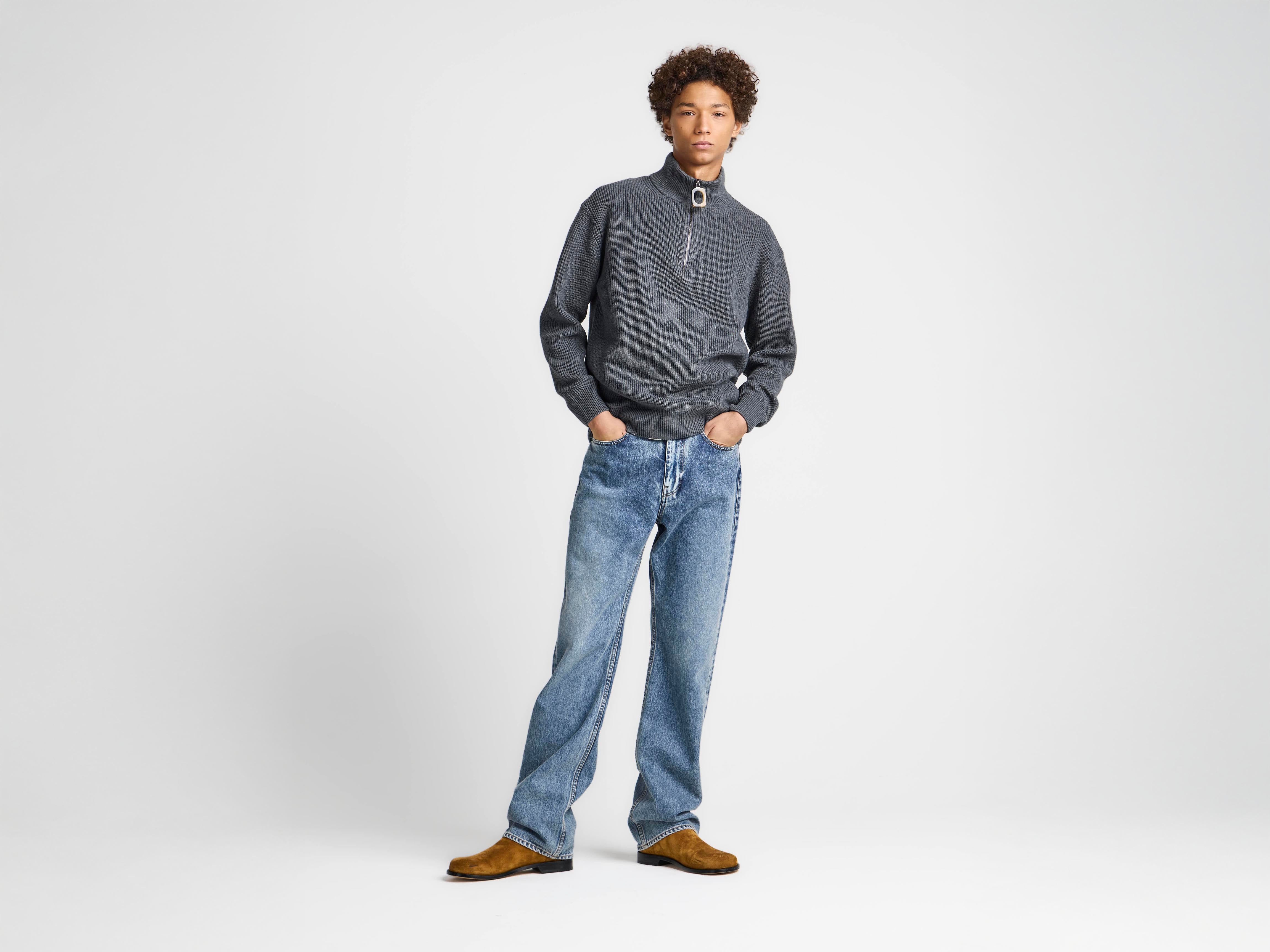 J.W.Anderson Knitwear Half Zip Jumper Pullover Steel