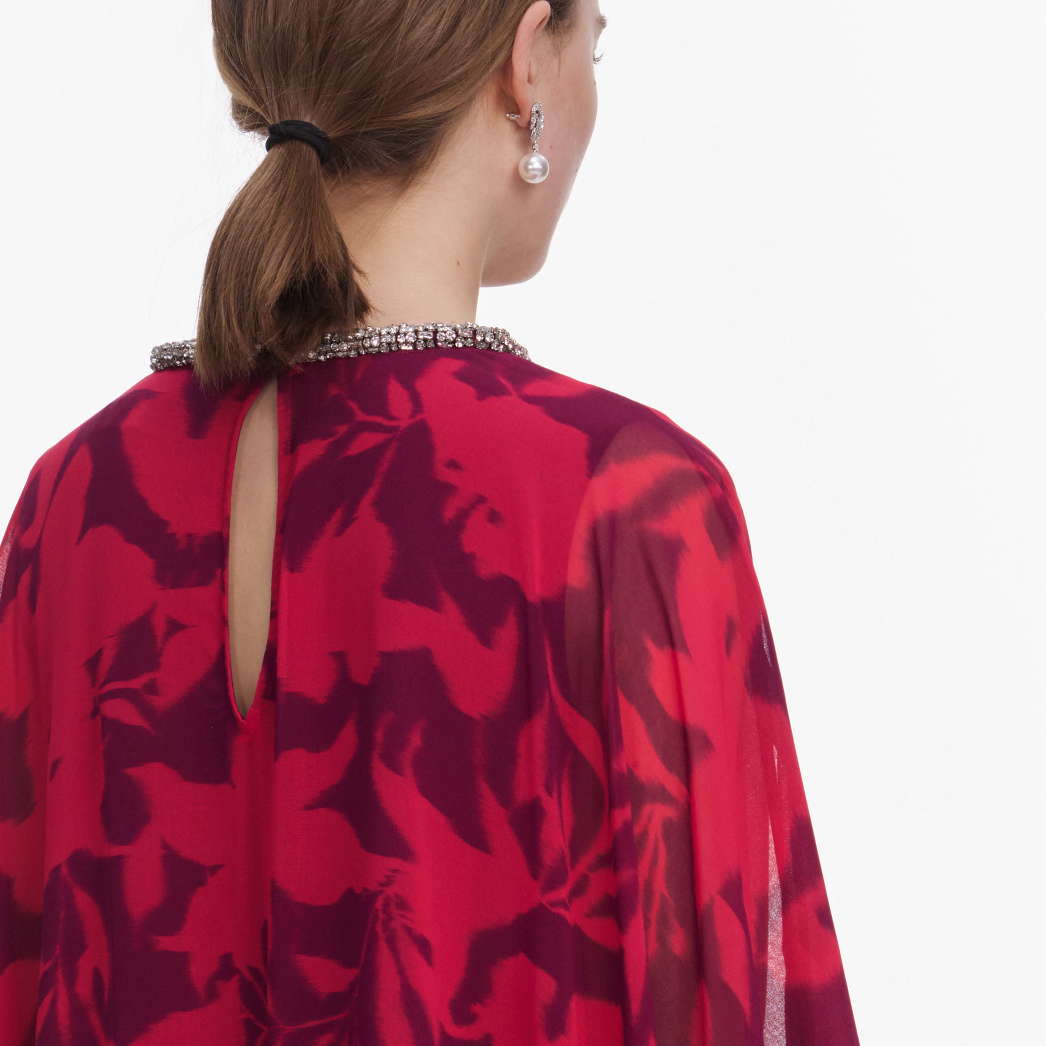 Self Portrait Swim Pink Floral Kaftan Kleid Rosa S