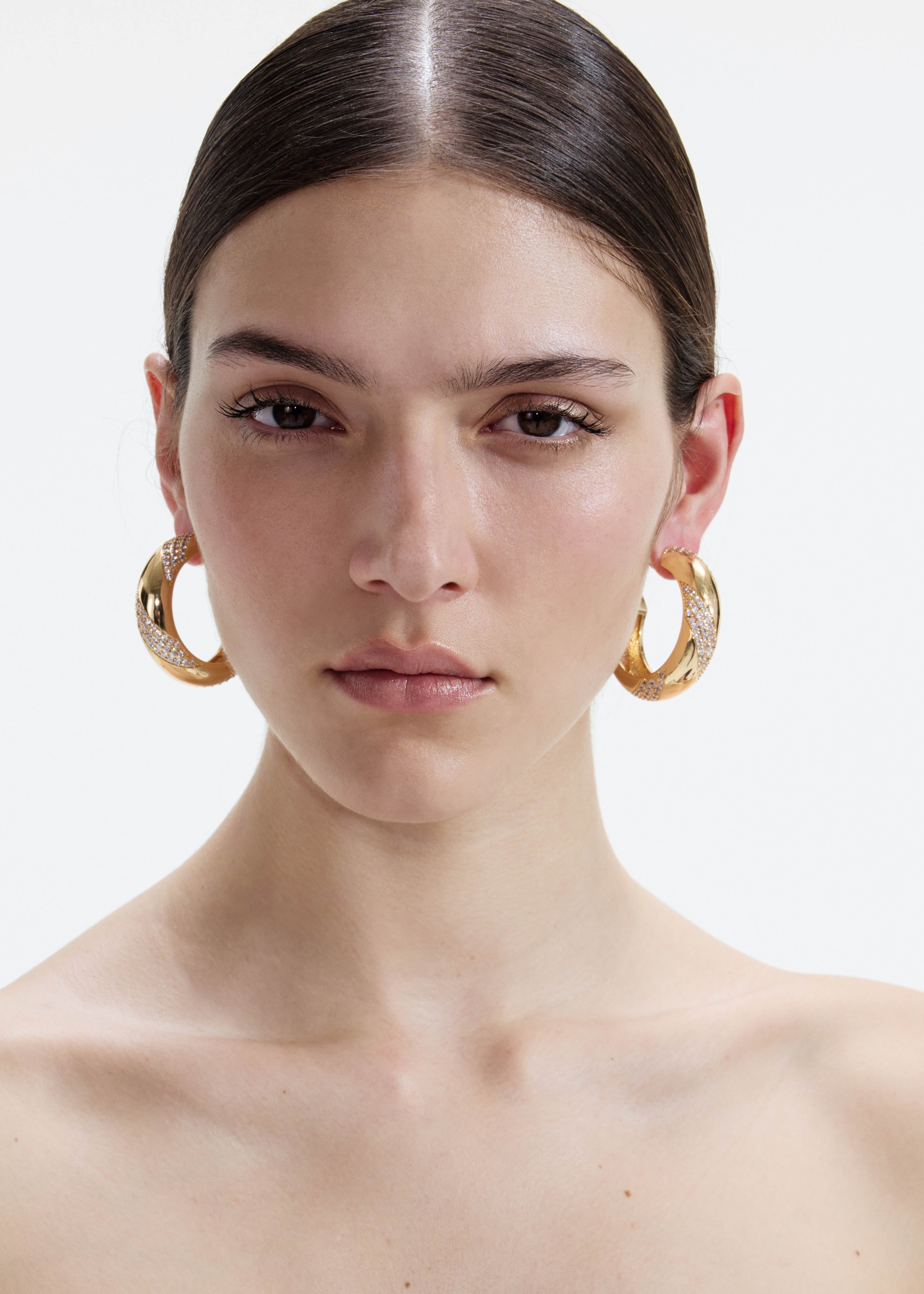Self Portrait Gold Crystal Hoop Ohrringe Gold Kristall