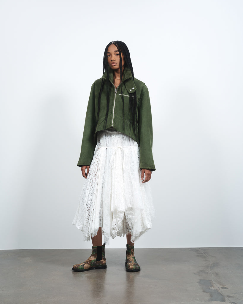 J.W.Anderson Cropped Biker Jacket Damen khaki Leder
