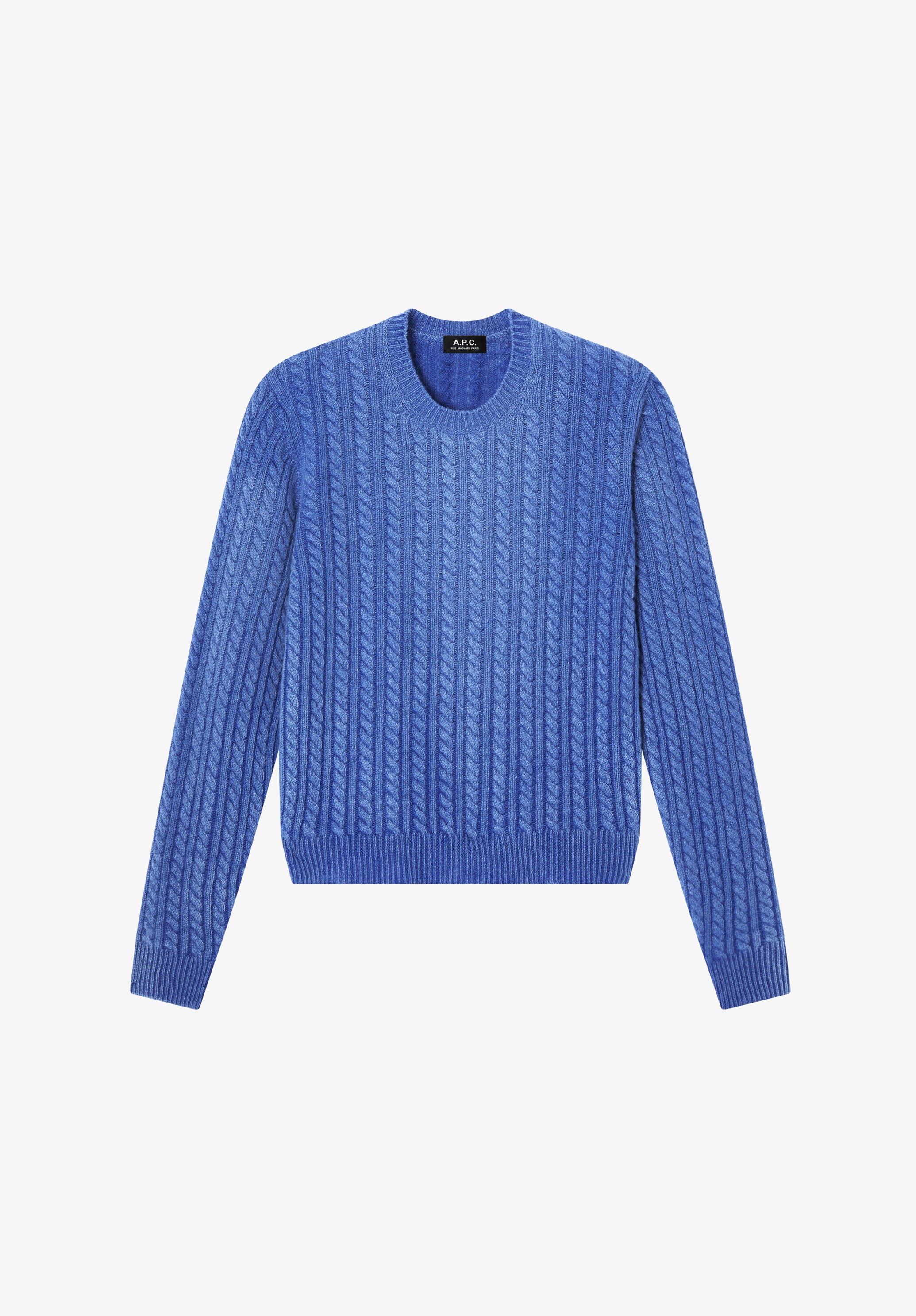 A.P.C. Zopfstrickpullover Blau Rundhals Slim
