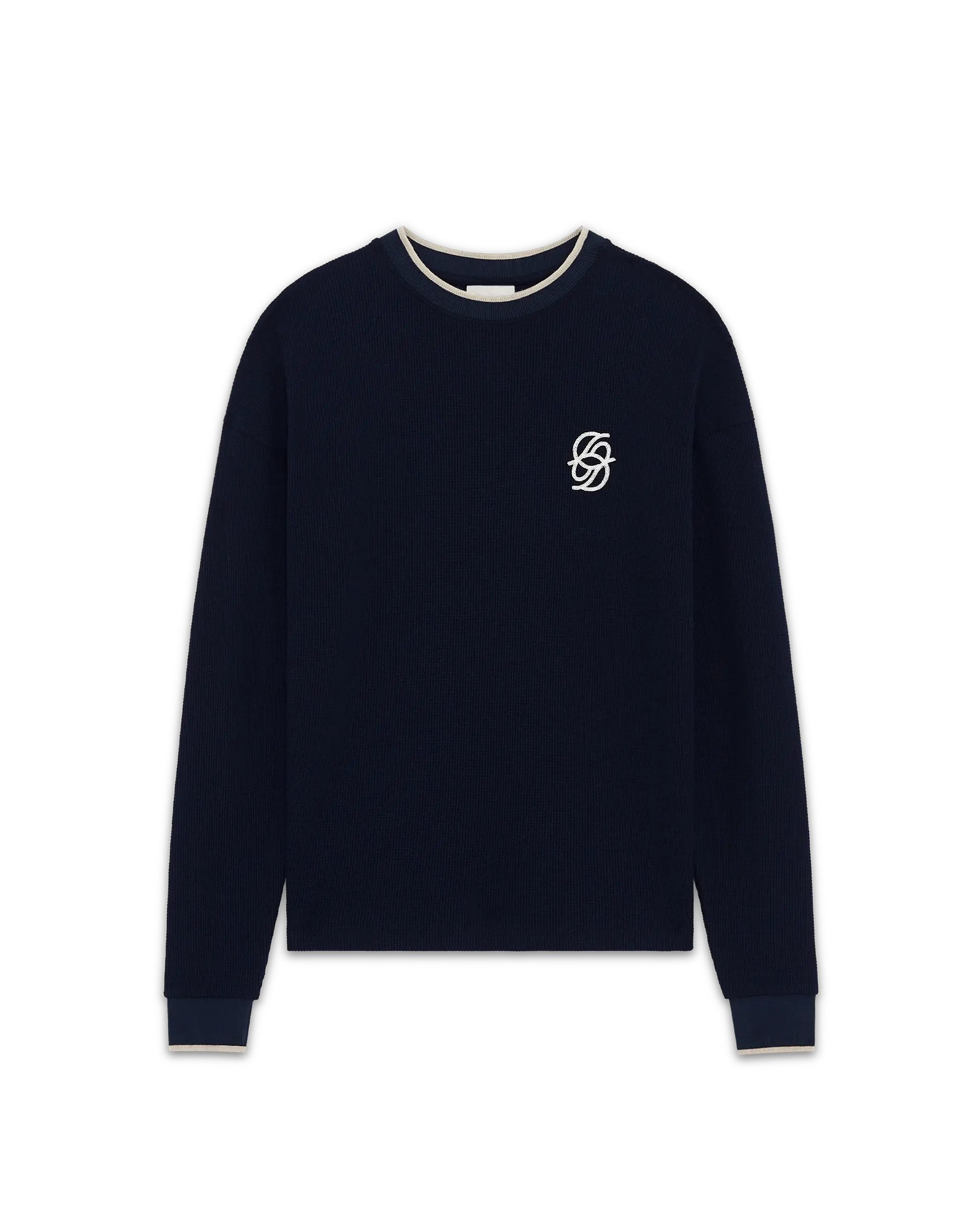 Drôle De Monsieur Waffle Longsleeve Navy Hanf Baumwolle