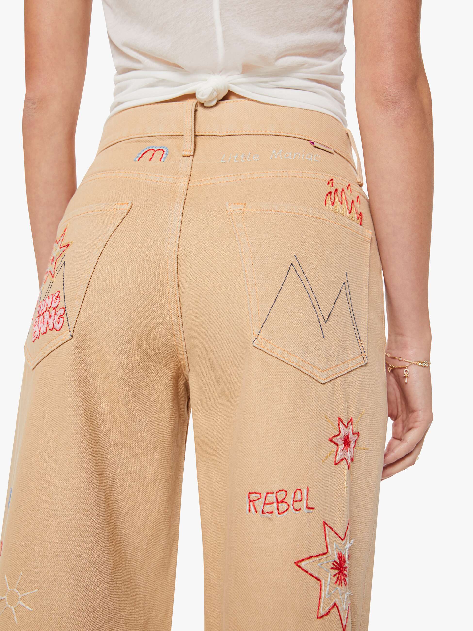 Mother Snacks Mid Rise Double Dip Nerdy Jeans Khaki Weit