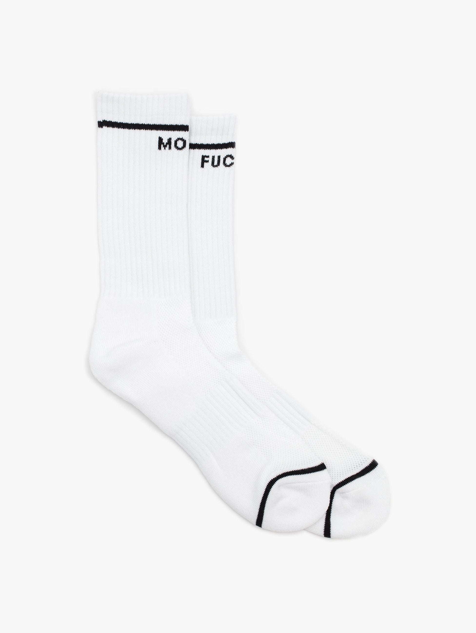 Mother One Small Step Socken Weiss Wadenhoch Schriftzug