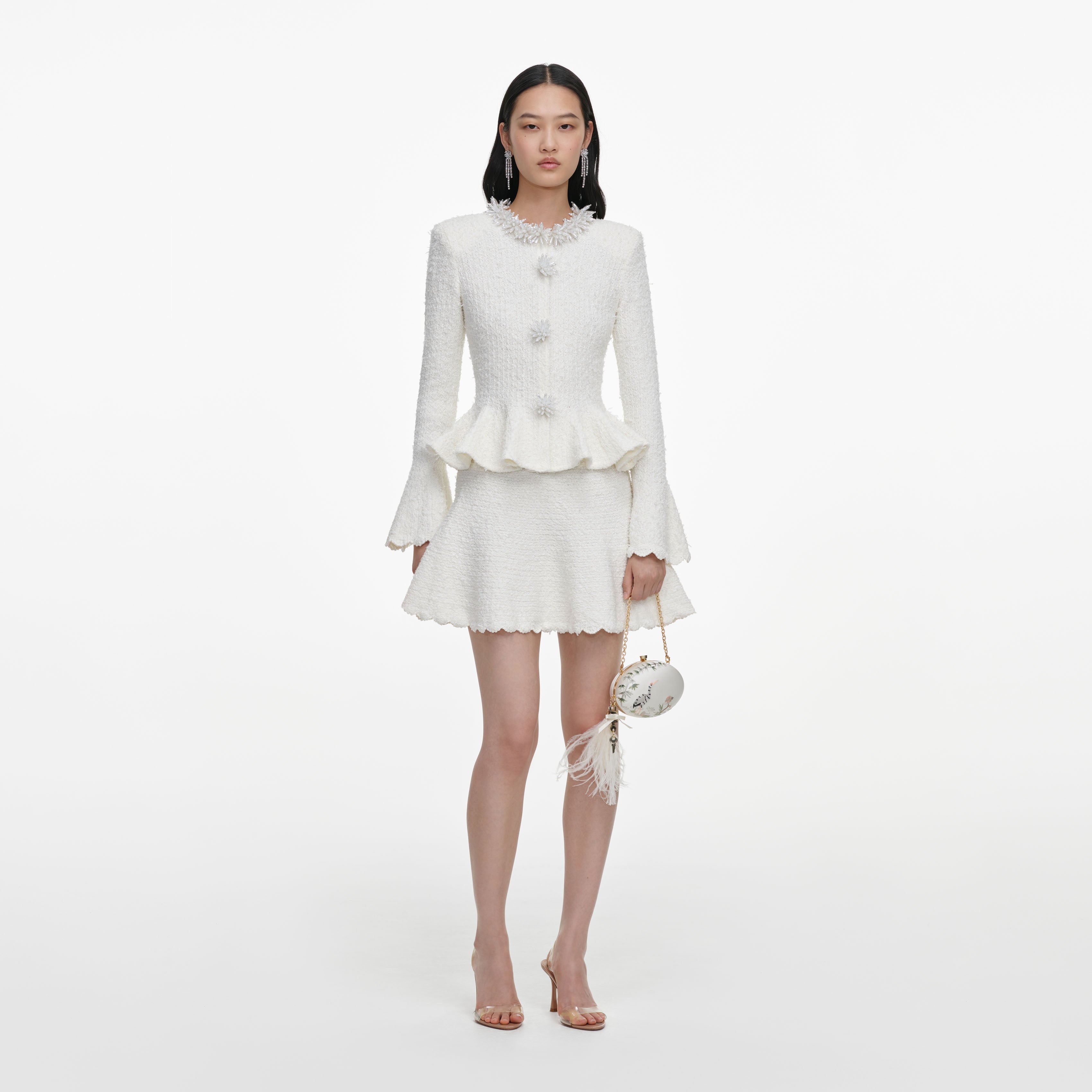 Self Portrait Dresses White Knit Minikleid Weiß Strick