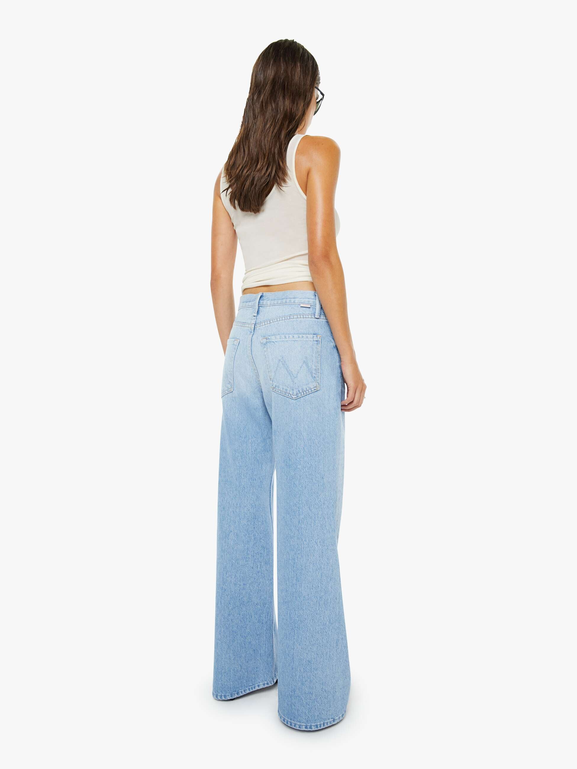 Mother Denim Snacks Lemon Twist Sneak Jeans Hellblau Wide Leg