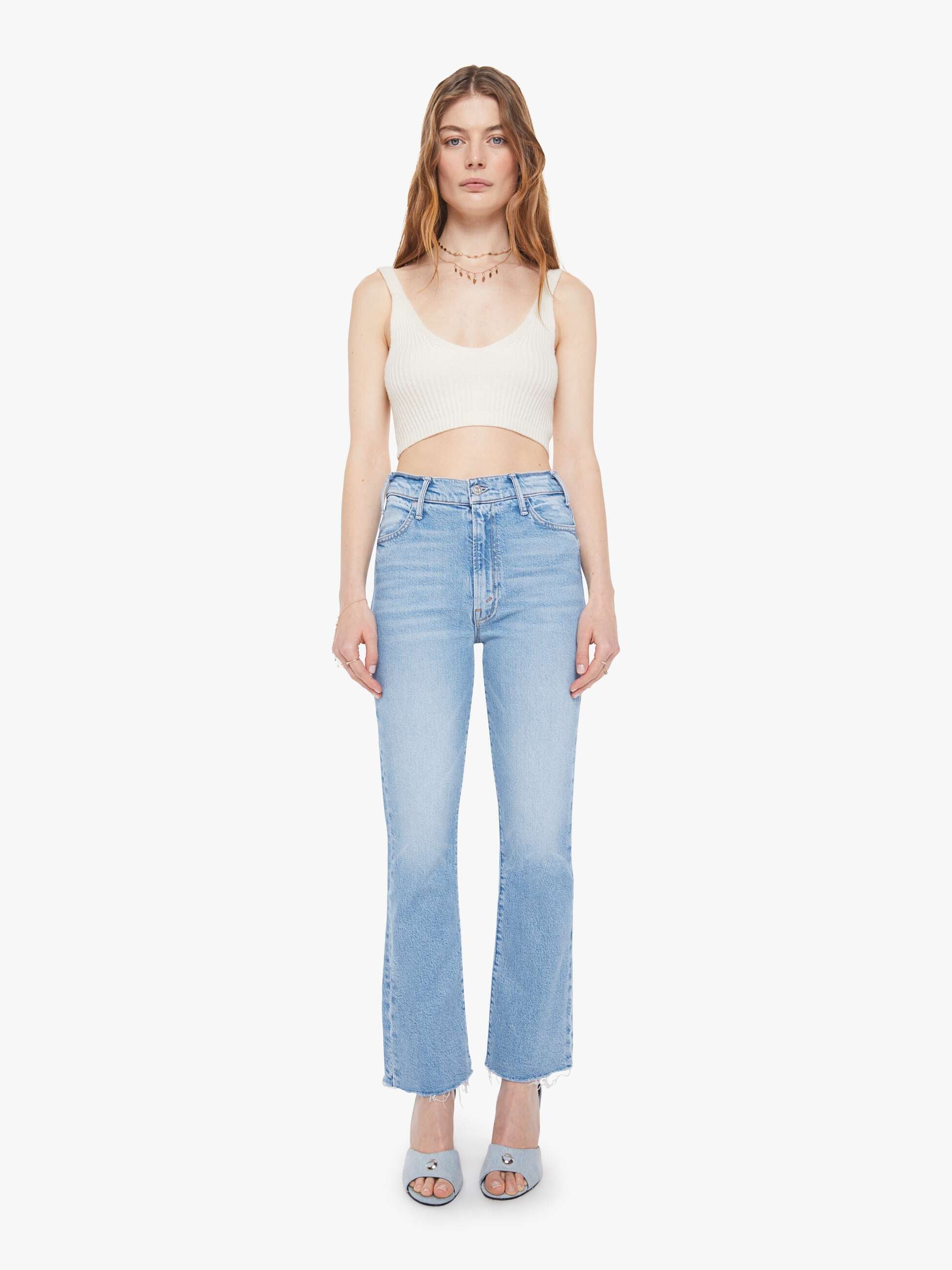 Mother The Hustler Ankle Fray Jeans Sow Surreal Flare