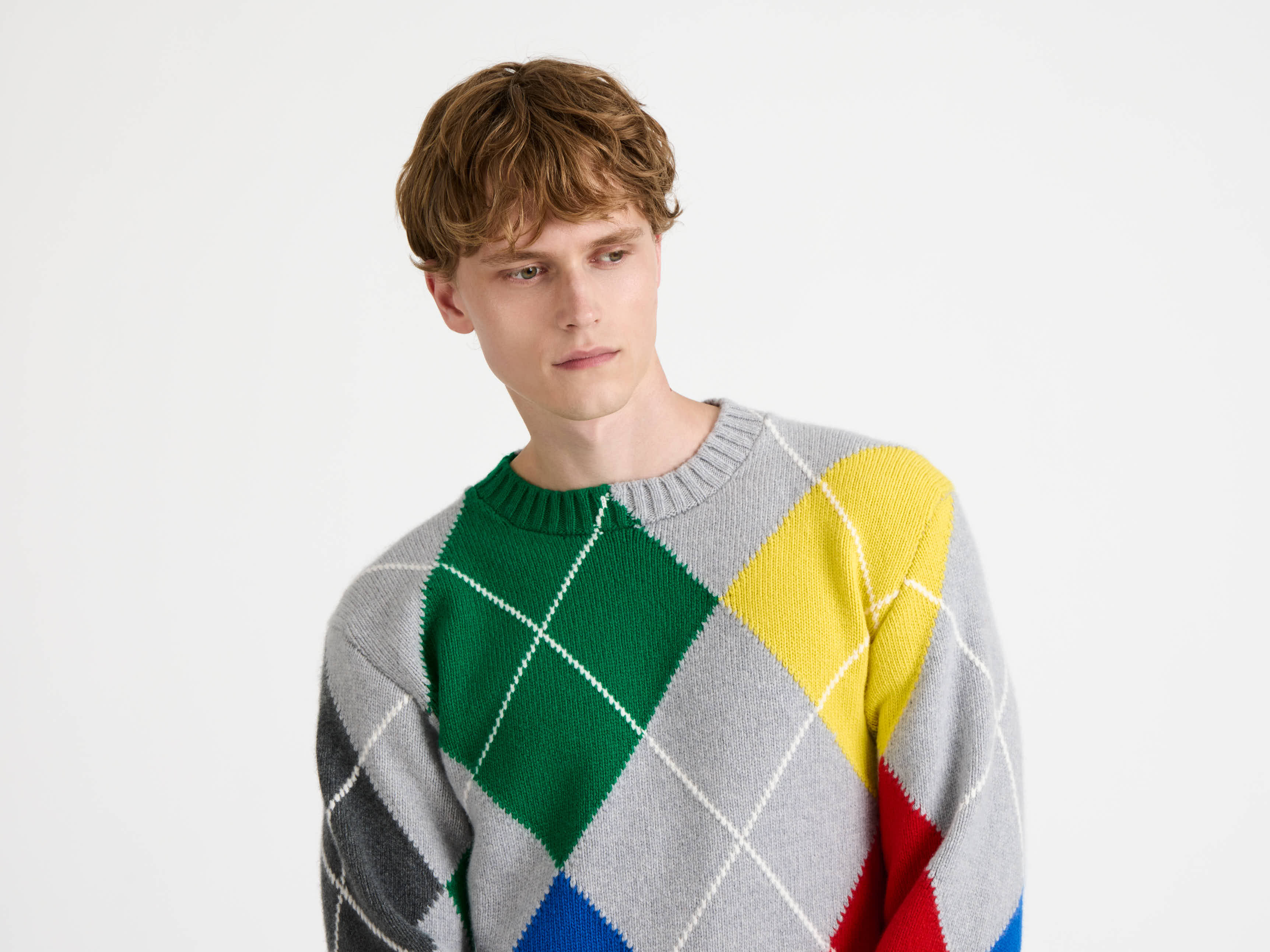 J.W.Anderson Pringle Argyle Pullover Grau Herren Wolle