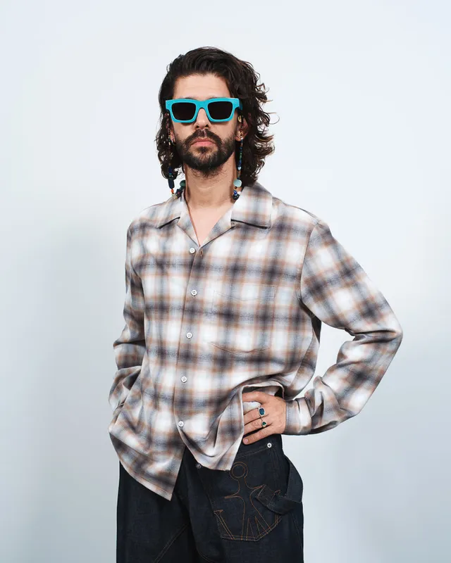 J.W.Anderson JWA02 Sonnenbrille Türkis rechteckig