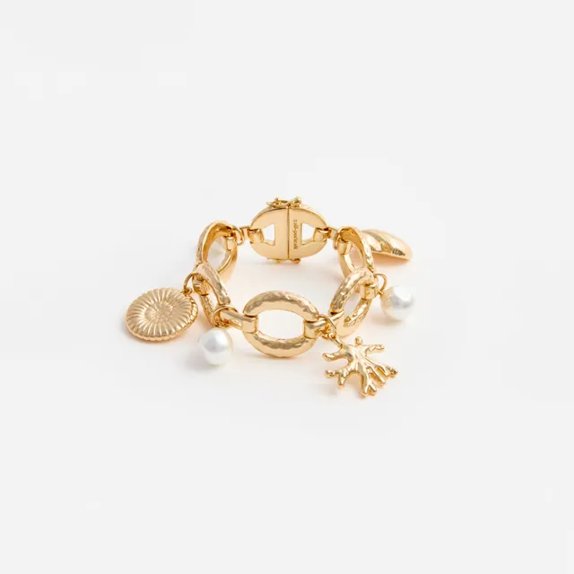 Self Portrait Gold Coral Charm Armband Gold Muschel