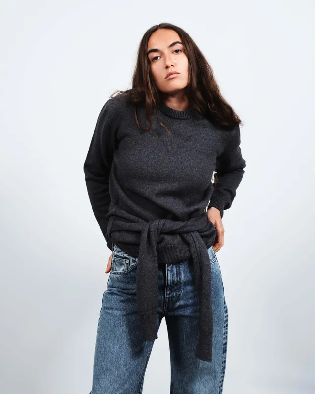 J.W.Anderson Sleeve-Tie Jumper Charcoal Melange Damen