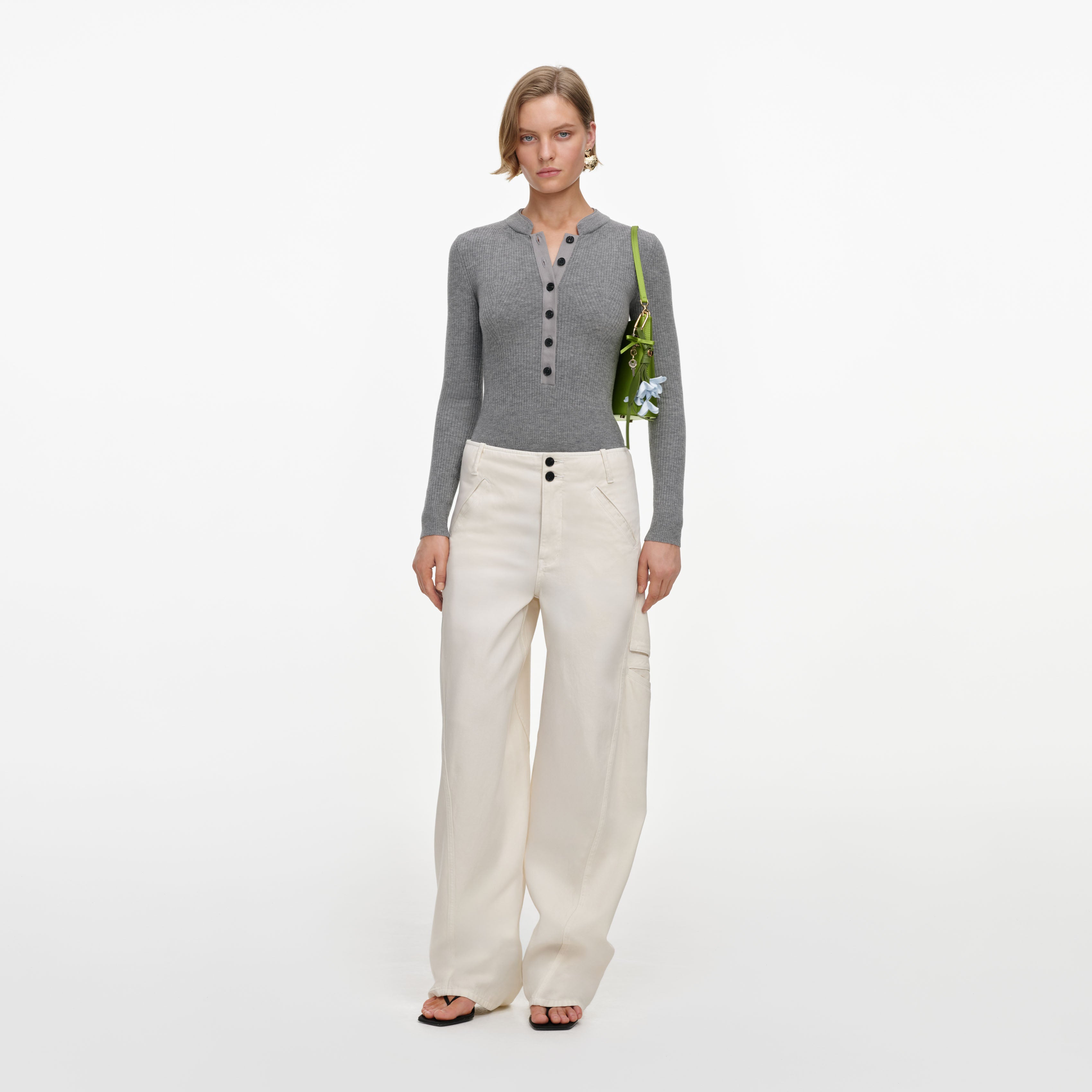 Self Portrait Cream Denim Pocket Hose Creme 27