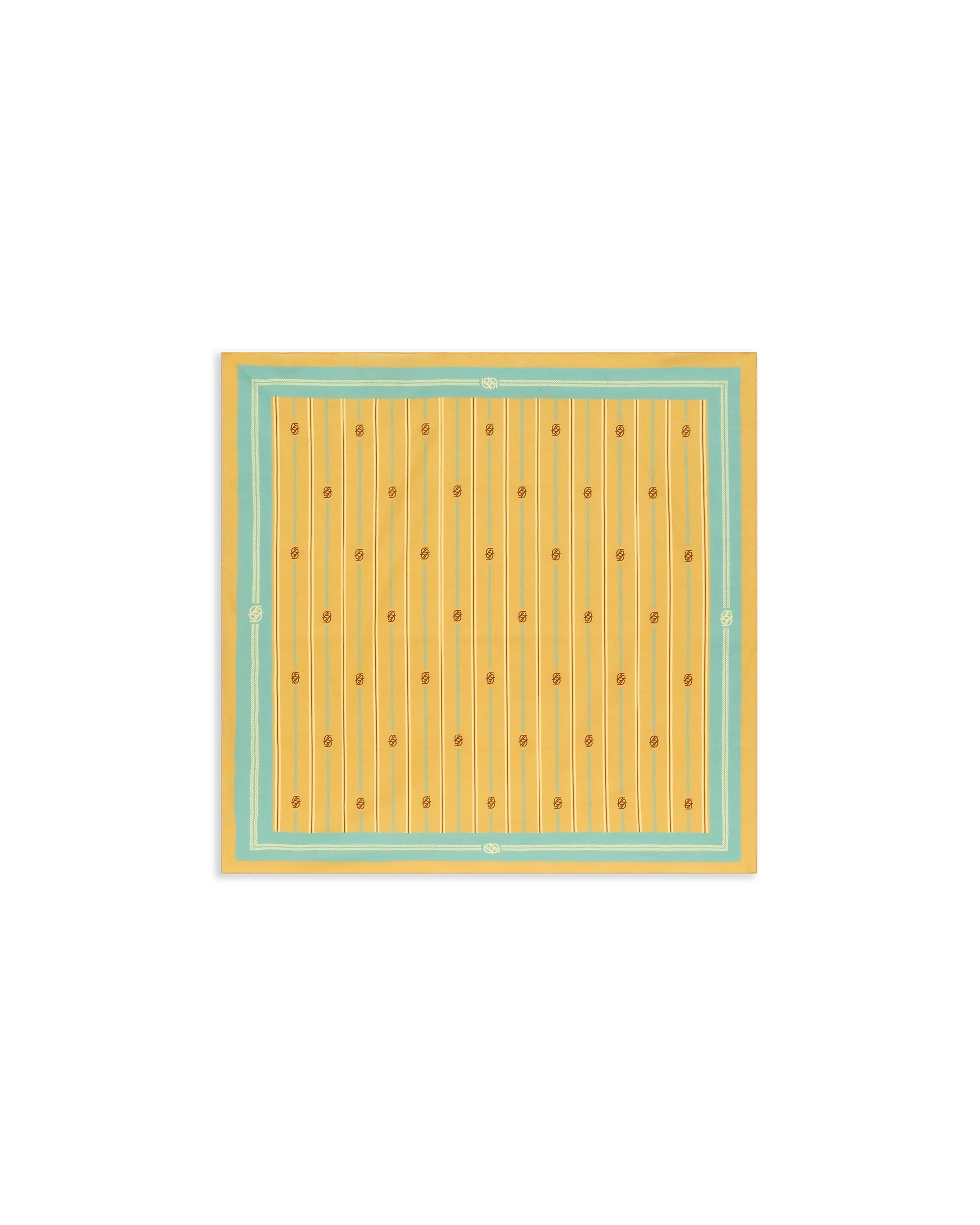 Drôle De Monsieur Foulard Rayure Monogramme Tuch Senf Baumwolle