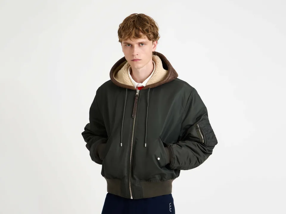 J.W.Anderson Hooded Bomber Jacke Herren Dunkelkhaki Kapuze