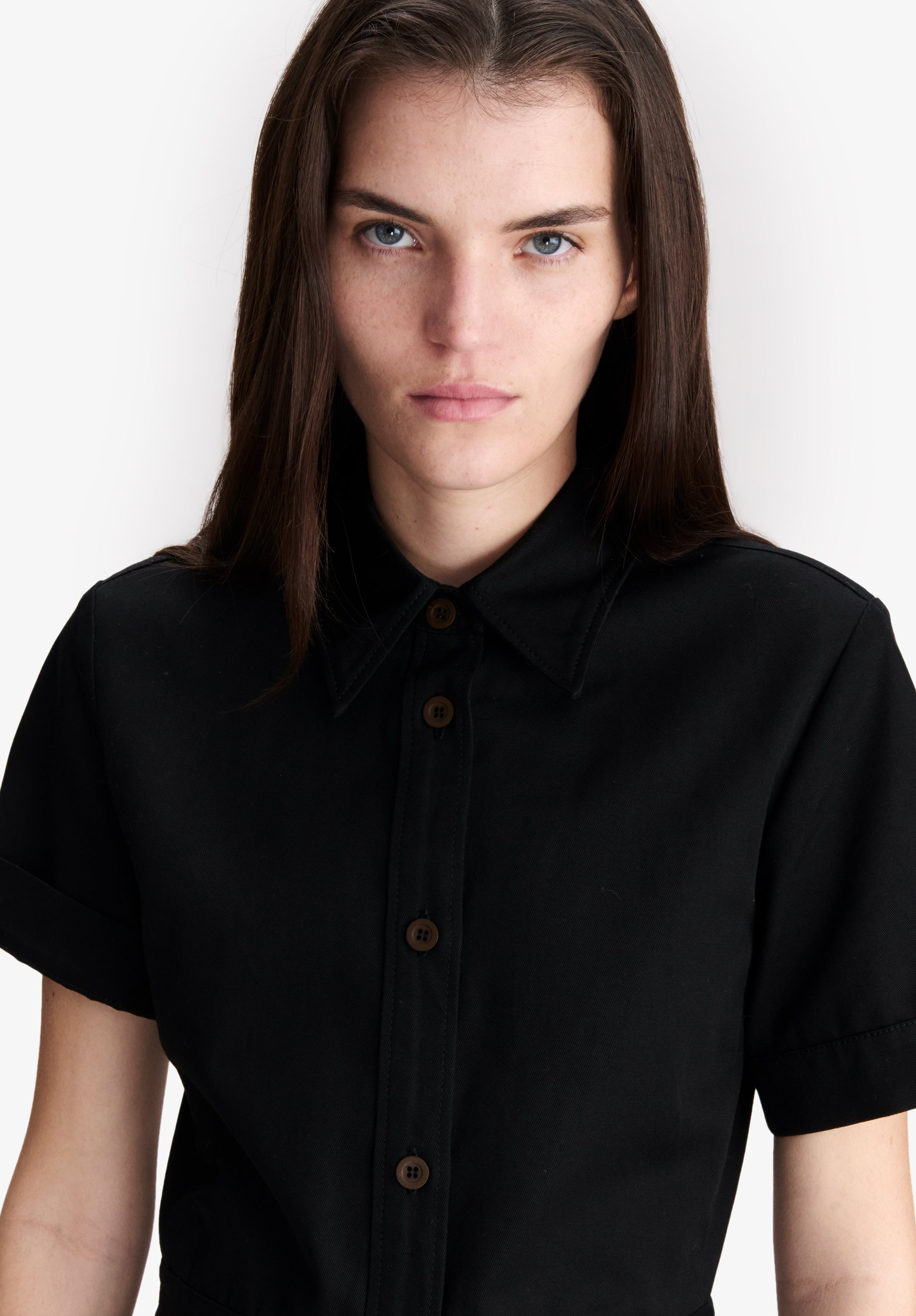 A.P.C. DRESSES Schwarzes Moleskin-Kleid Kleid schwarz 34 Baumwolle