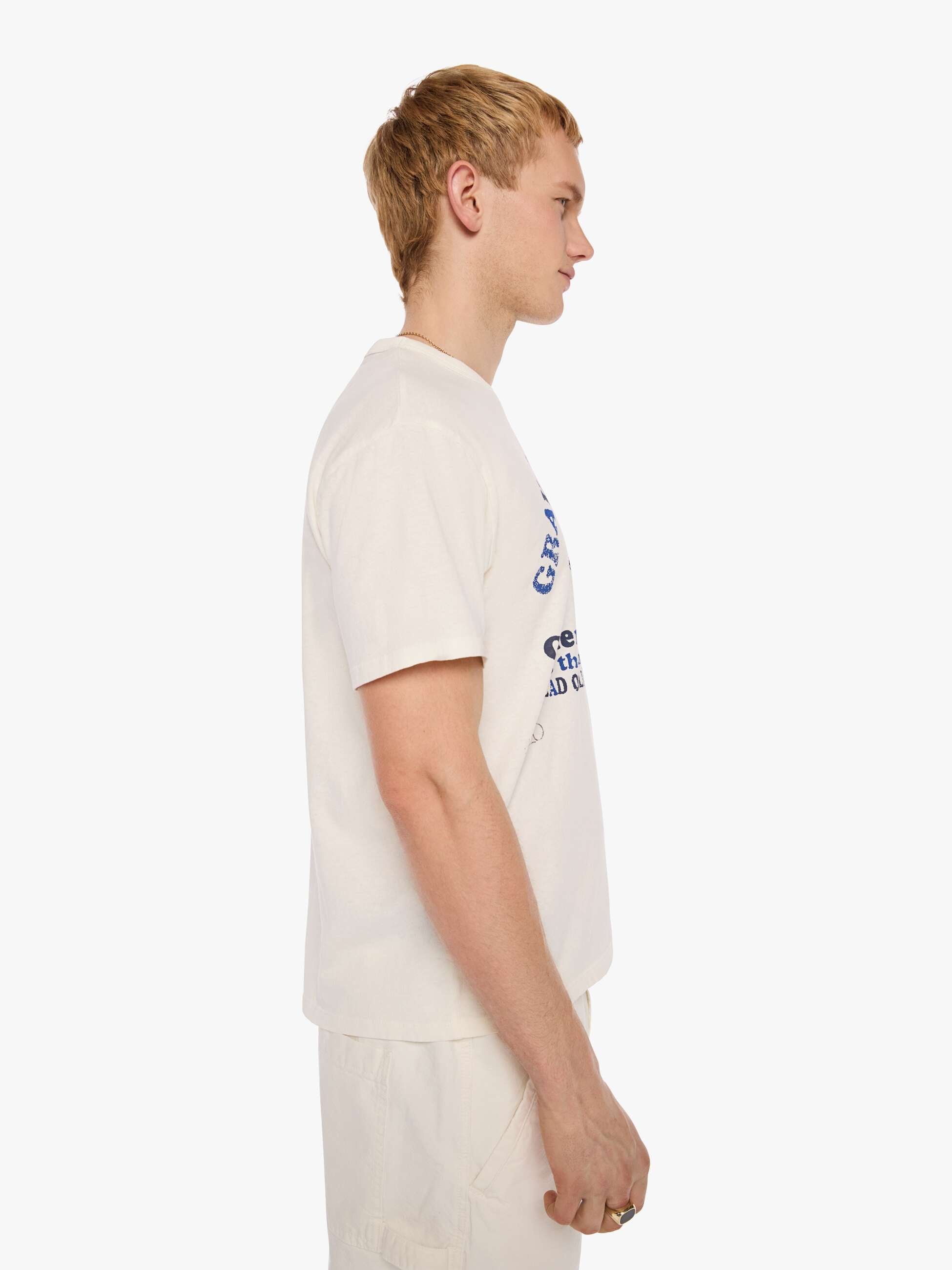 Mother The Lowdown T-Shirt Gravel Grinder Weiss Baumwolle
