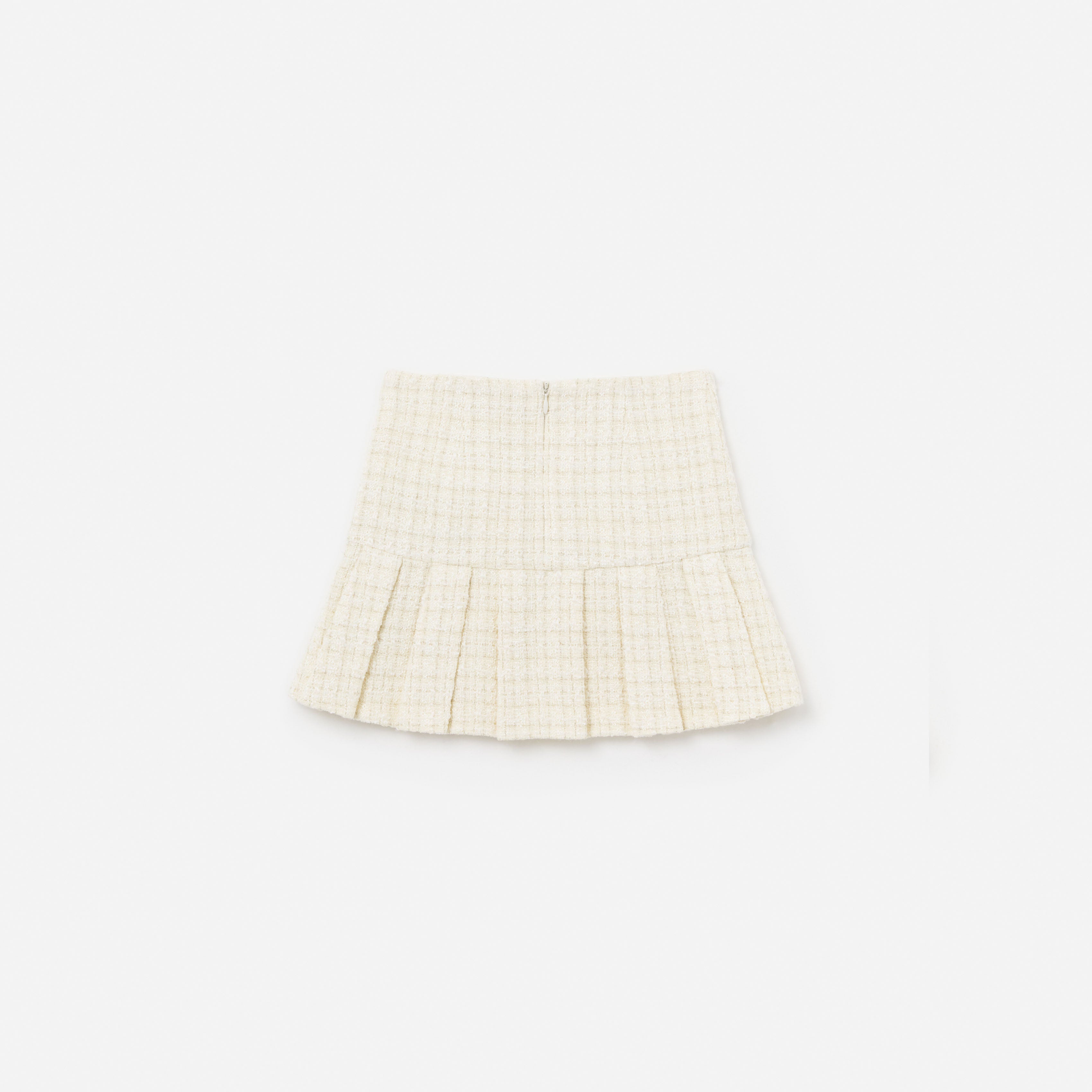 Self Portrait Cream Boucle Pleated Skirt Mädchen Creme