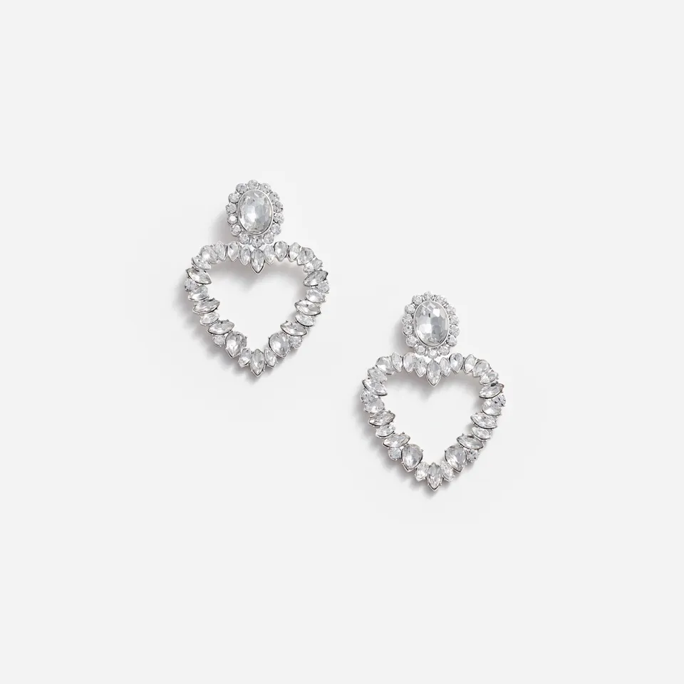 Self Portrait Crystal Heart Earrings Ohrringe Silber One Size