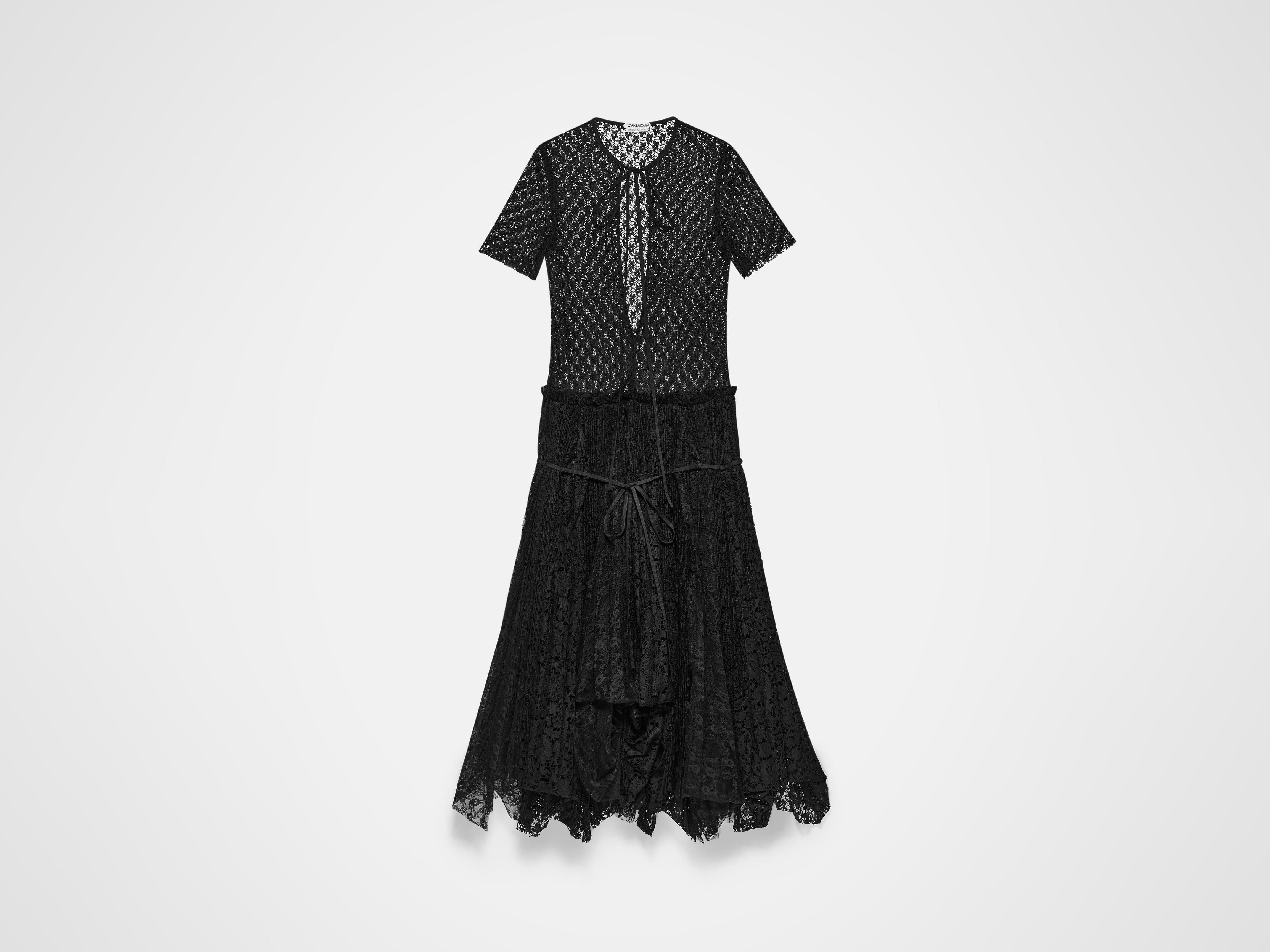 J.W.Anderson Mixed Lace Longline Kleid Schwarz Spitze