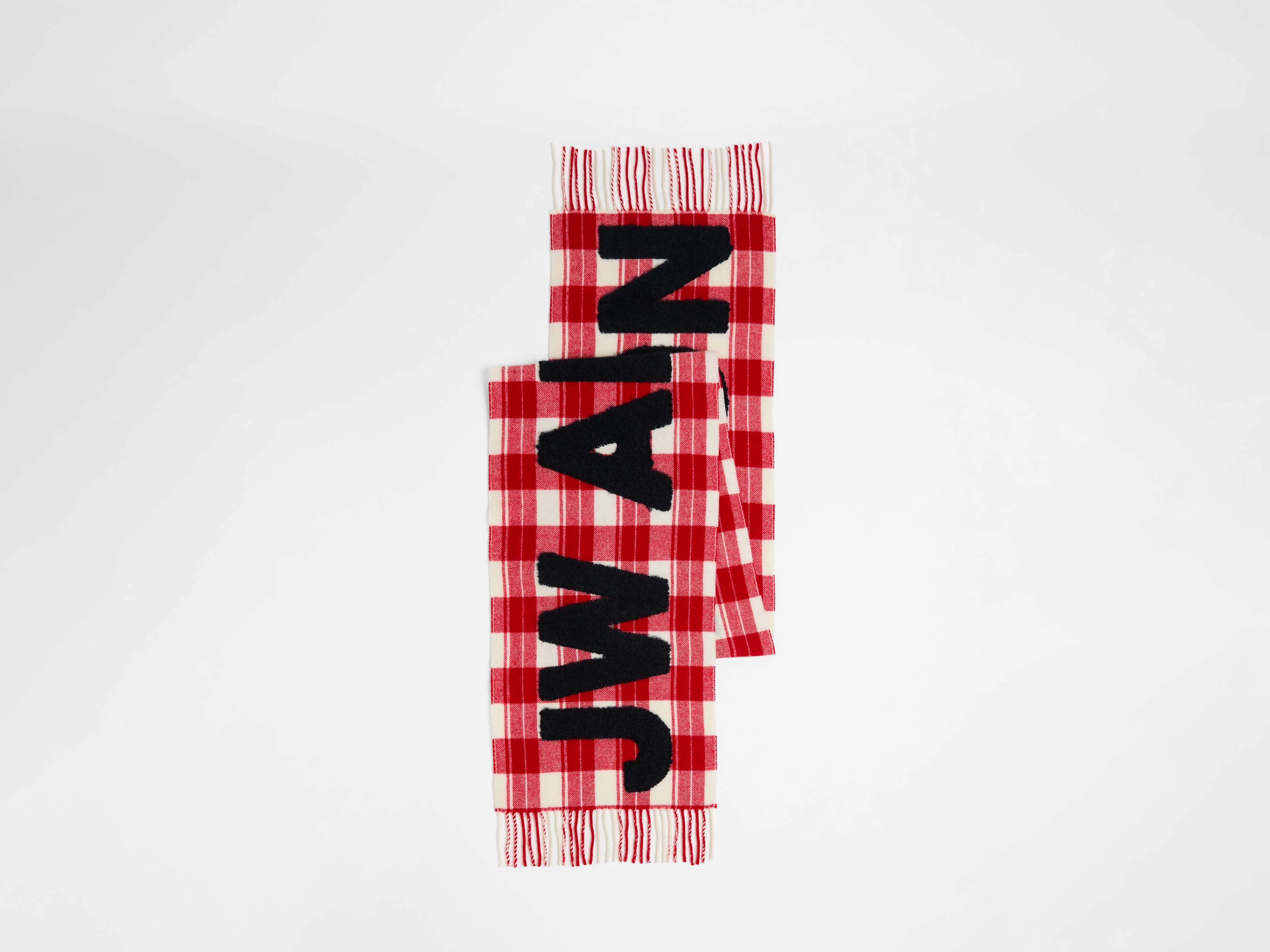 J.W.Anderson Checkered Logo Schal Rot-Weiß
