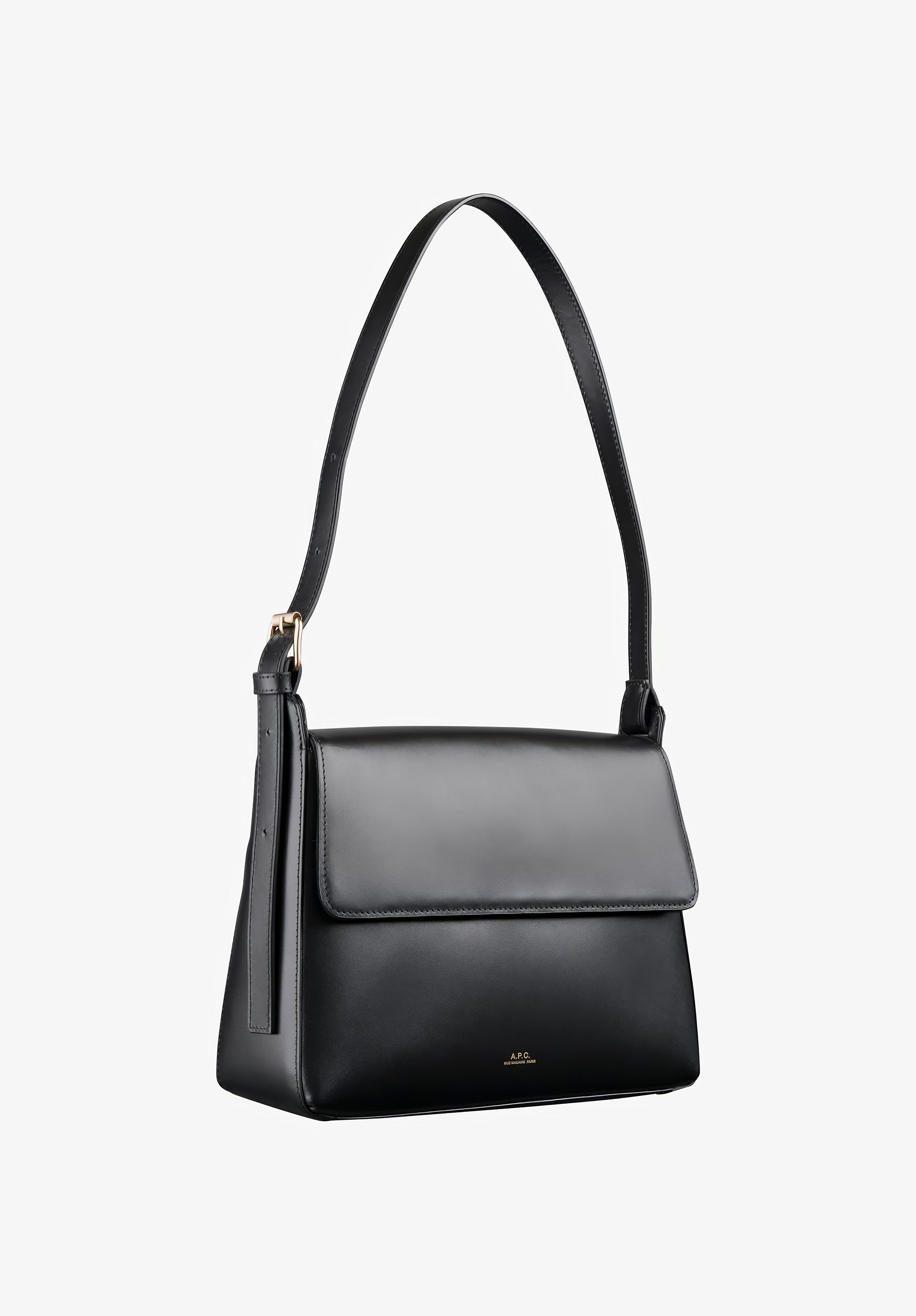 A.P.C. Virginie Flap Tasche Glattleder Gold-Schnalle