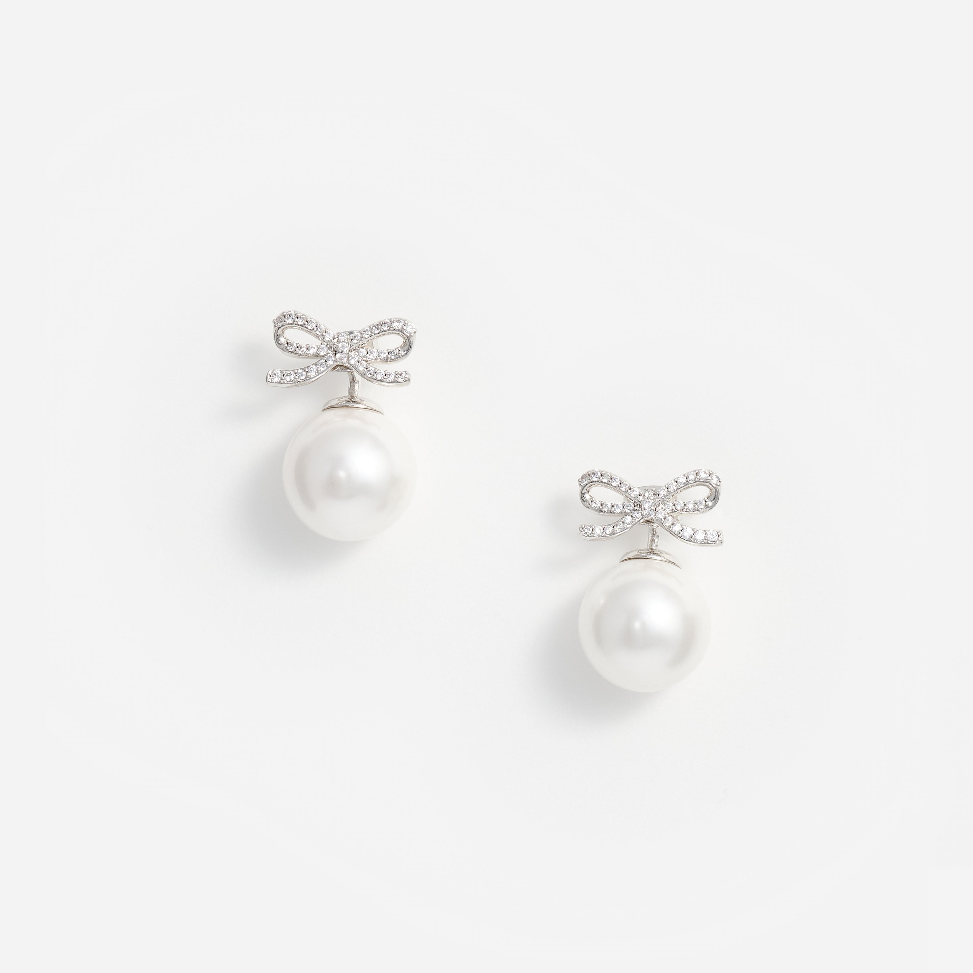 Self-Portrait Crystal Bow Pearl Back Ohrringe Silber