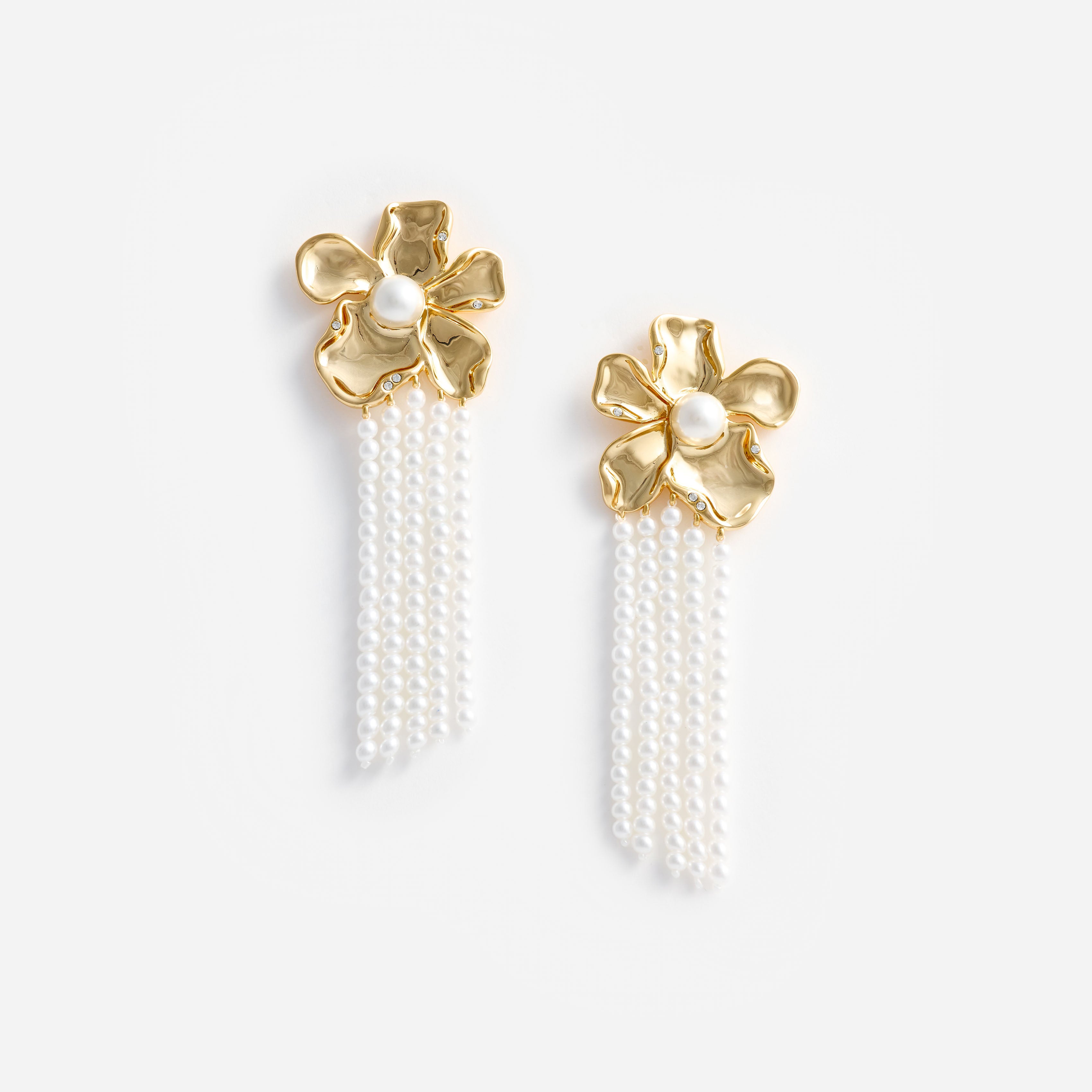 Self Portrait Gold Flower Pearl Dangle Ohrringe Gold Hängend
