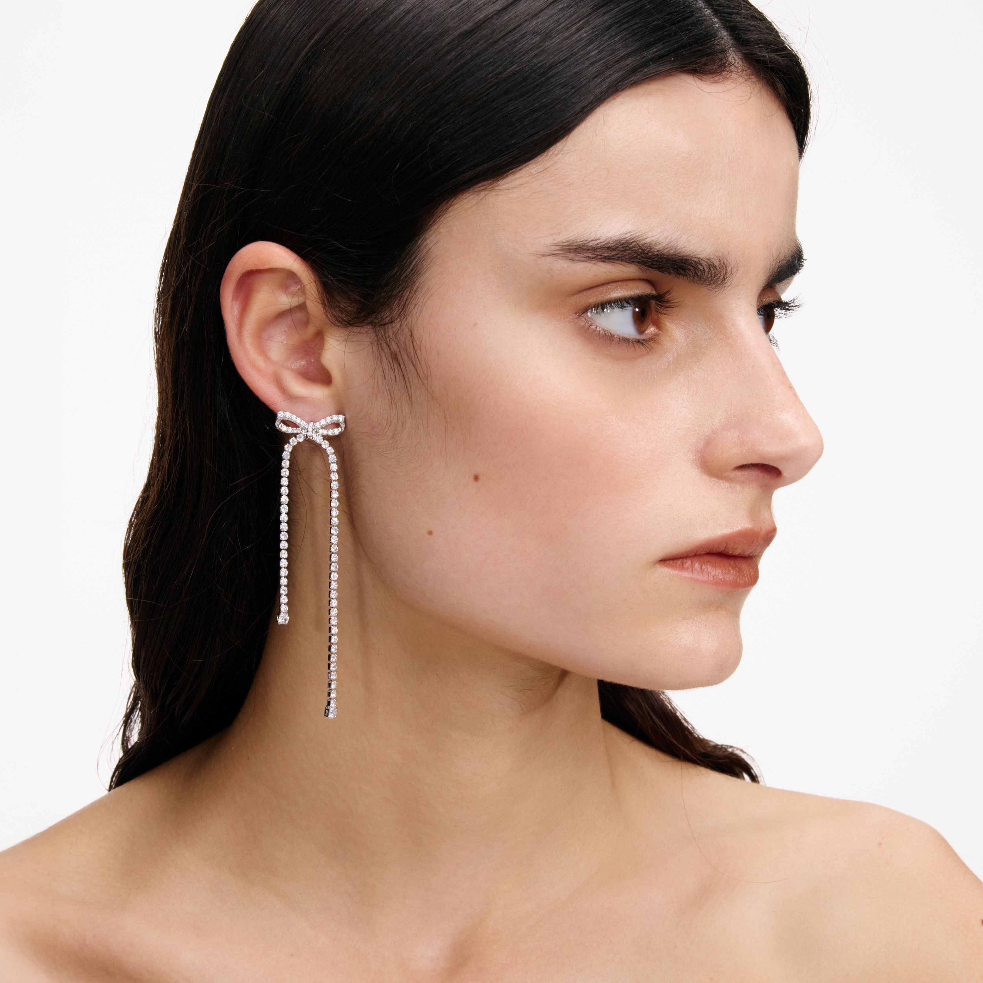 Self Portrait Crystal Bow Dangle Ohrringe Silber Schleife